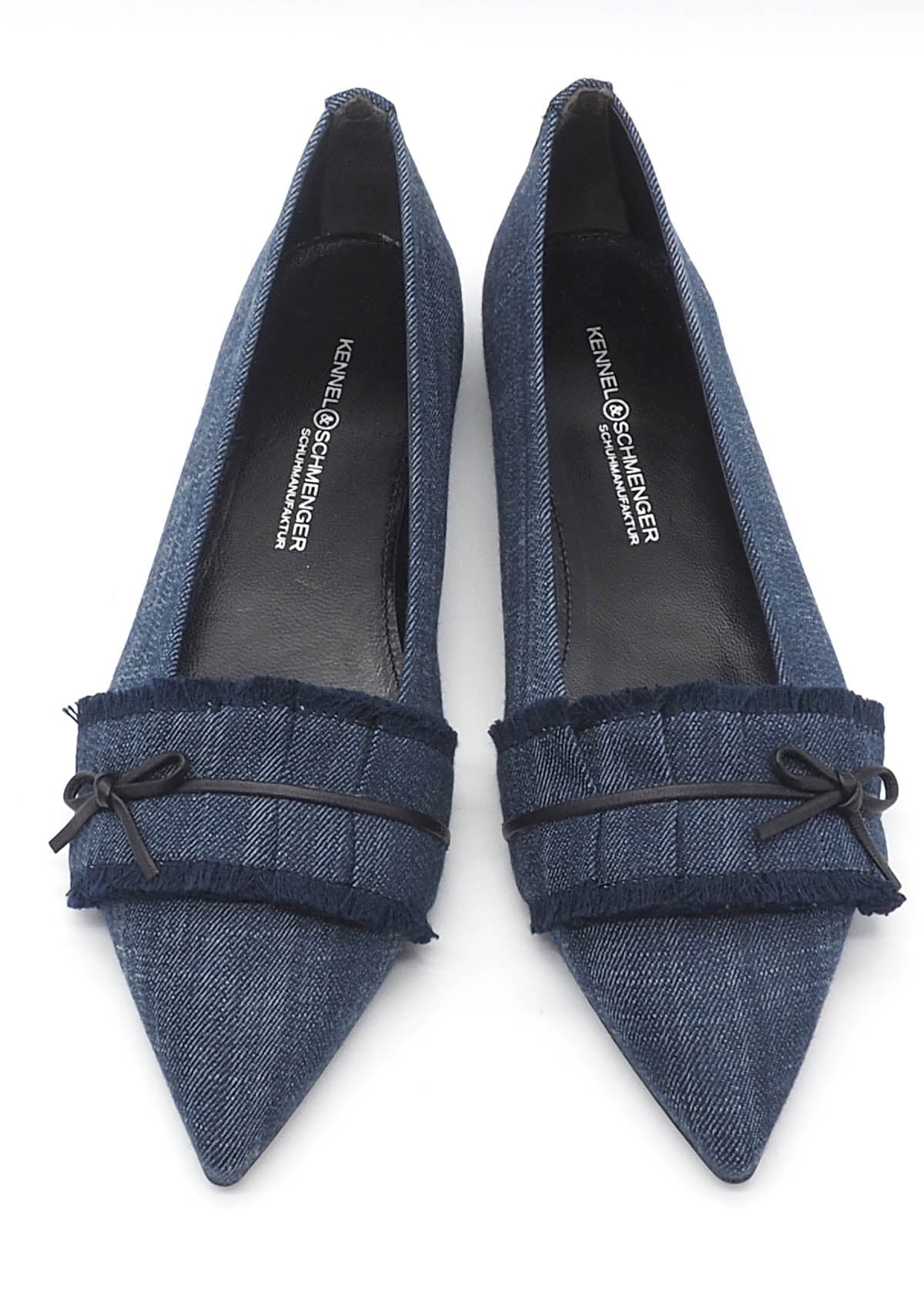 Raffinierter spitzer Damen Ballerina aus Jeans in Blau - mit Bordüre Damen Ballerinas Kennel & Schmenger 