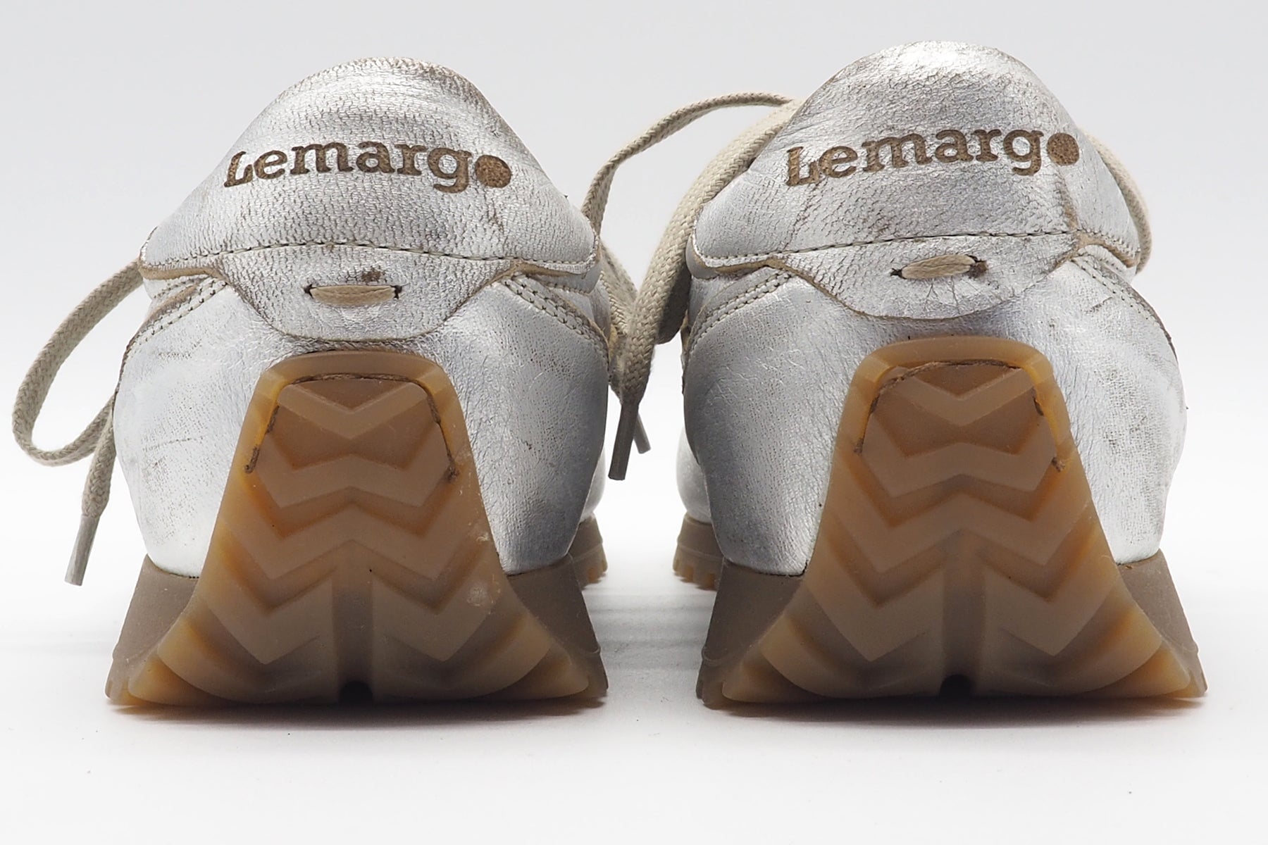 Retro Damen Sneaker aus Metallic-Leder in Silber Damen Sneaker Lemargo 