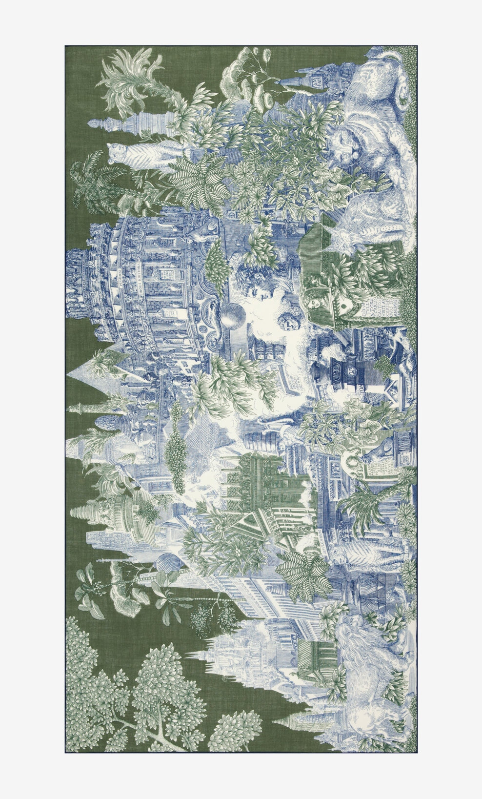 Schal aus Baumwolle & Seide mit historischem Rom-Motiv in Grün - Piranesi Accessoires Tücher & Schals Inoui E. 