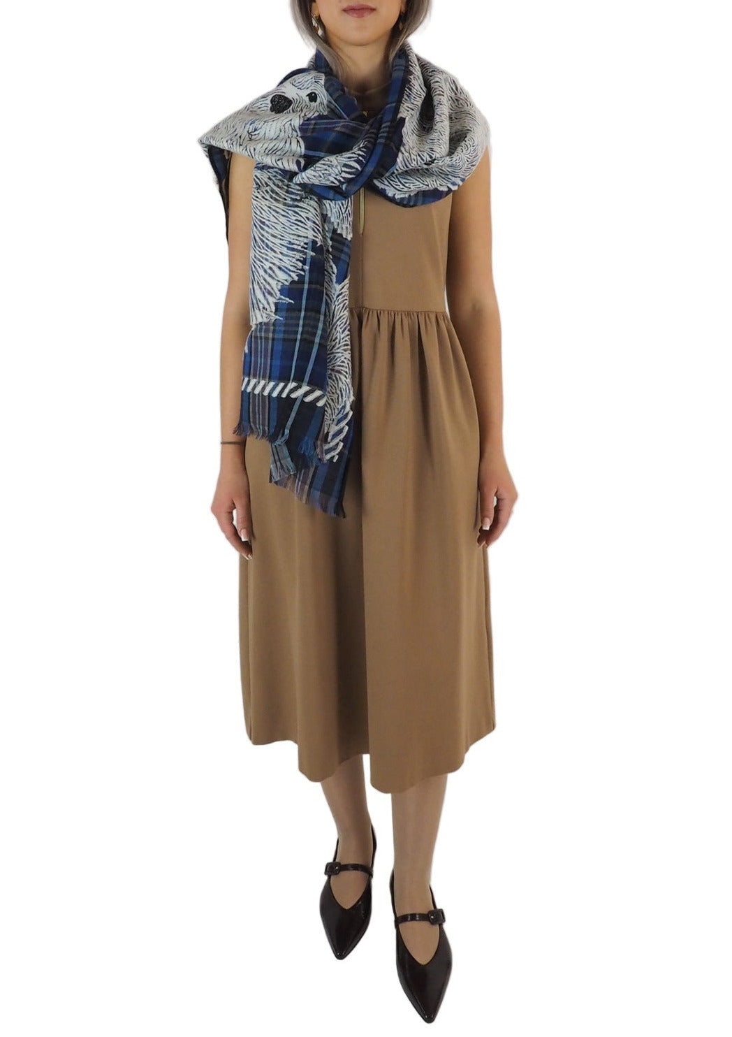 Schal aus Wolle & Baumwolle mit Hundemotiv in Blau - Freddy Damen Accessoires Tücher & Schals Inoui E. 