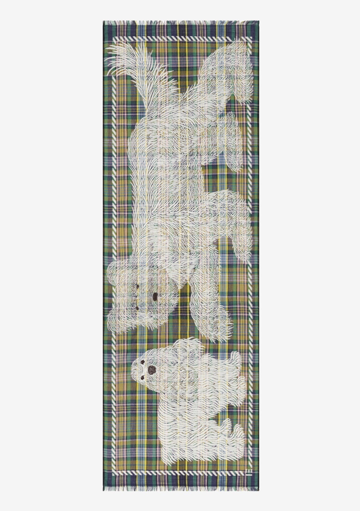 Schal aus Wolle & Baumwolle mit Hundemotiv in Khaki - Freddy Damen Accessoires Tücher & Schals Inoui E. 