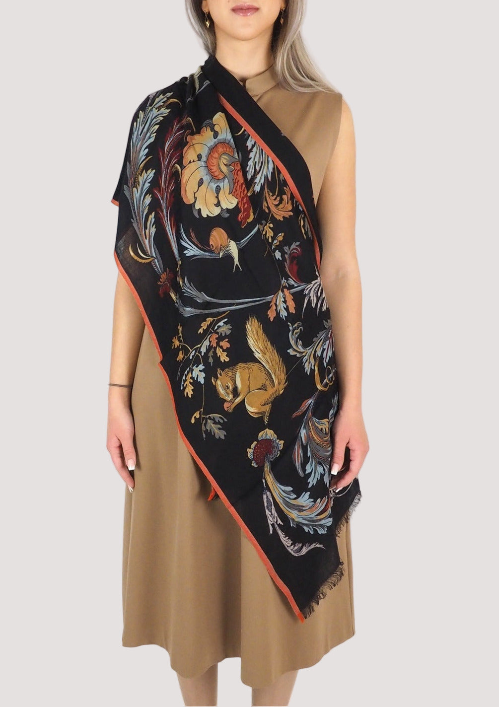 Schal aus Wolle mit Blumenmuster in Blau - Rococo Damen Accessoires Tücher & Schals Inoui E. 