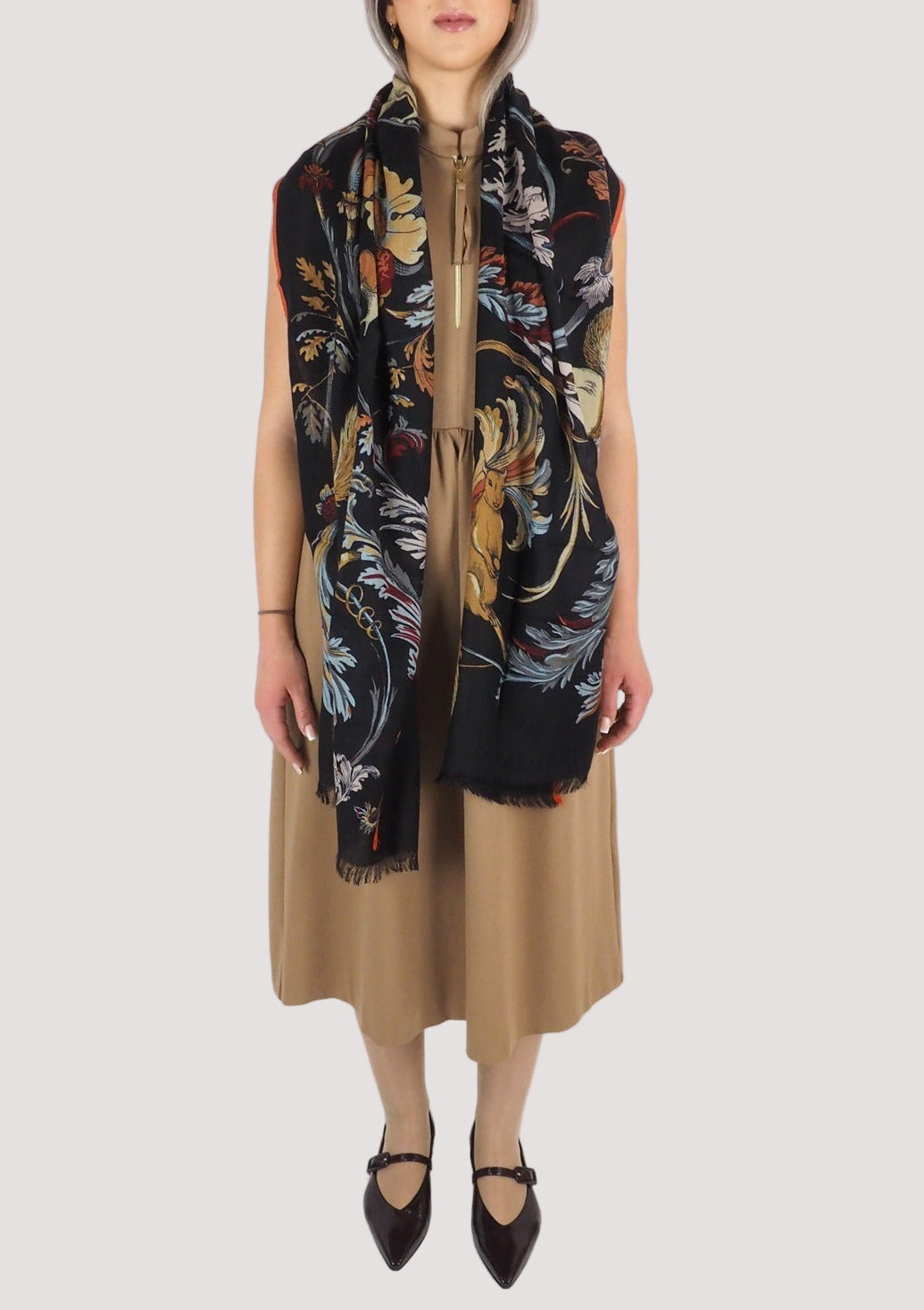 Schal aus Wolle mit Blumenmuster in Blau - Rococo Damen Accessoires Tücher & Schals Inoui E. 