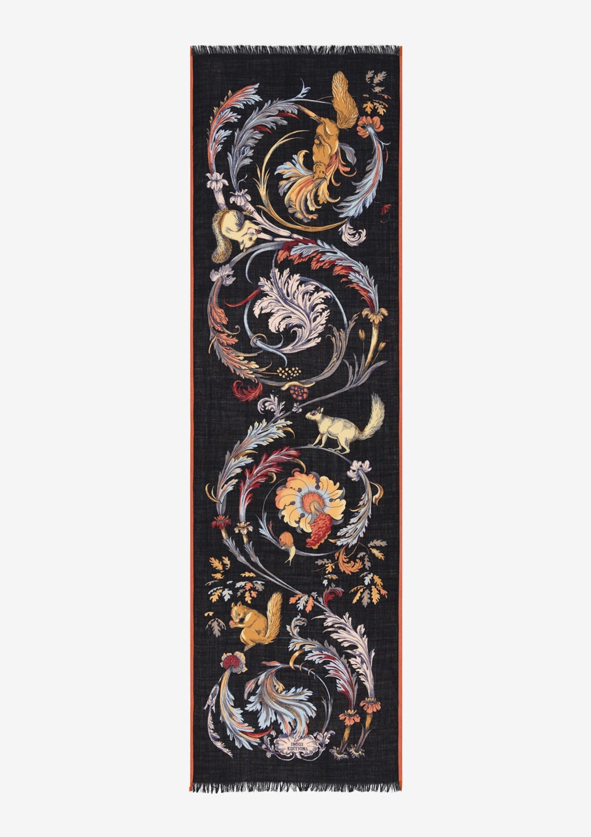 Schal aus Wolle mit Blumenmuster in Blau - Rococo Damen Accessoires Tücher & Schals Inoui E. 