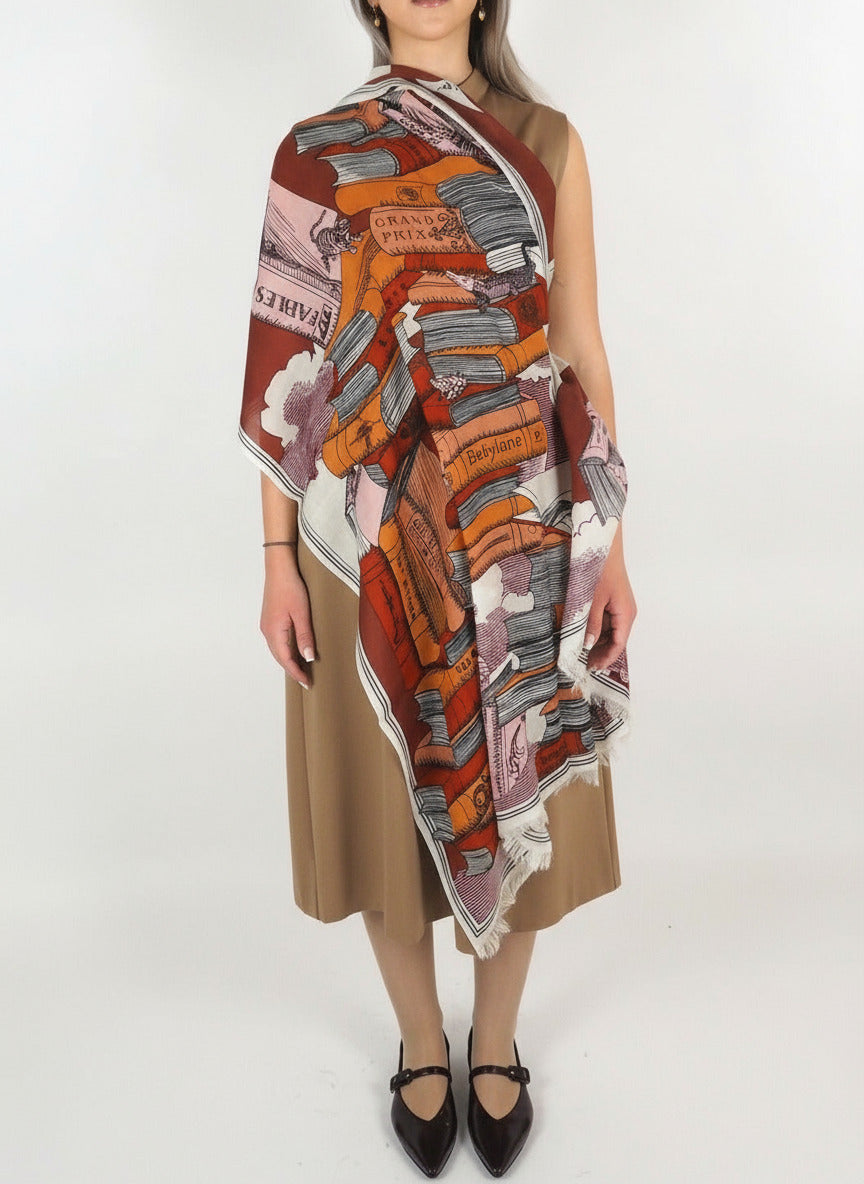 Schal aus Wolle mit Bücherturm in Rot - Editions Damen Accessoires Tücher & Schals Inoui E. 