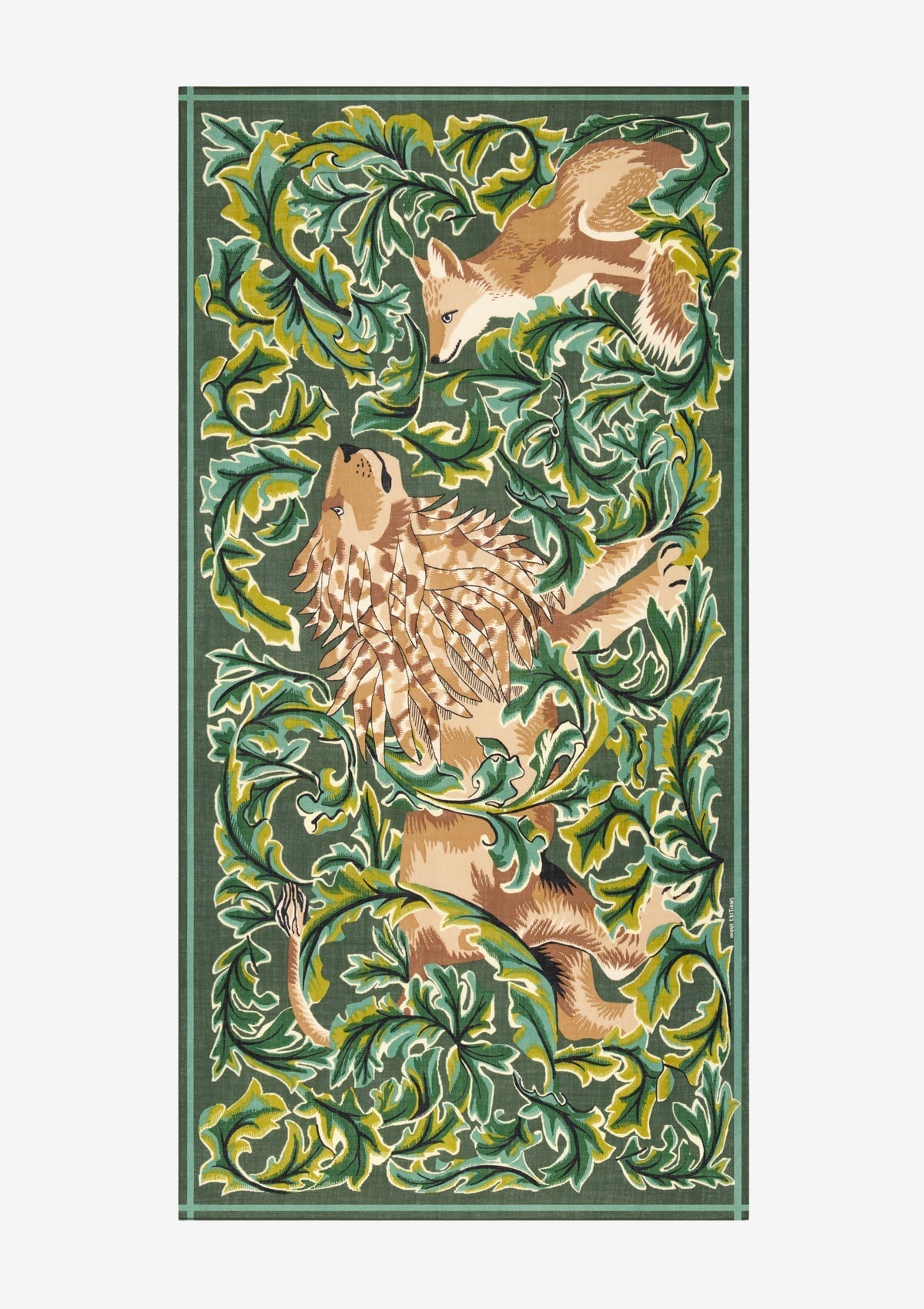 Schal aus Wolle mit einem Löwen & Fuchs in Khaki - Leonard Damen Accessoires Tücher & Schals Inoui E. 