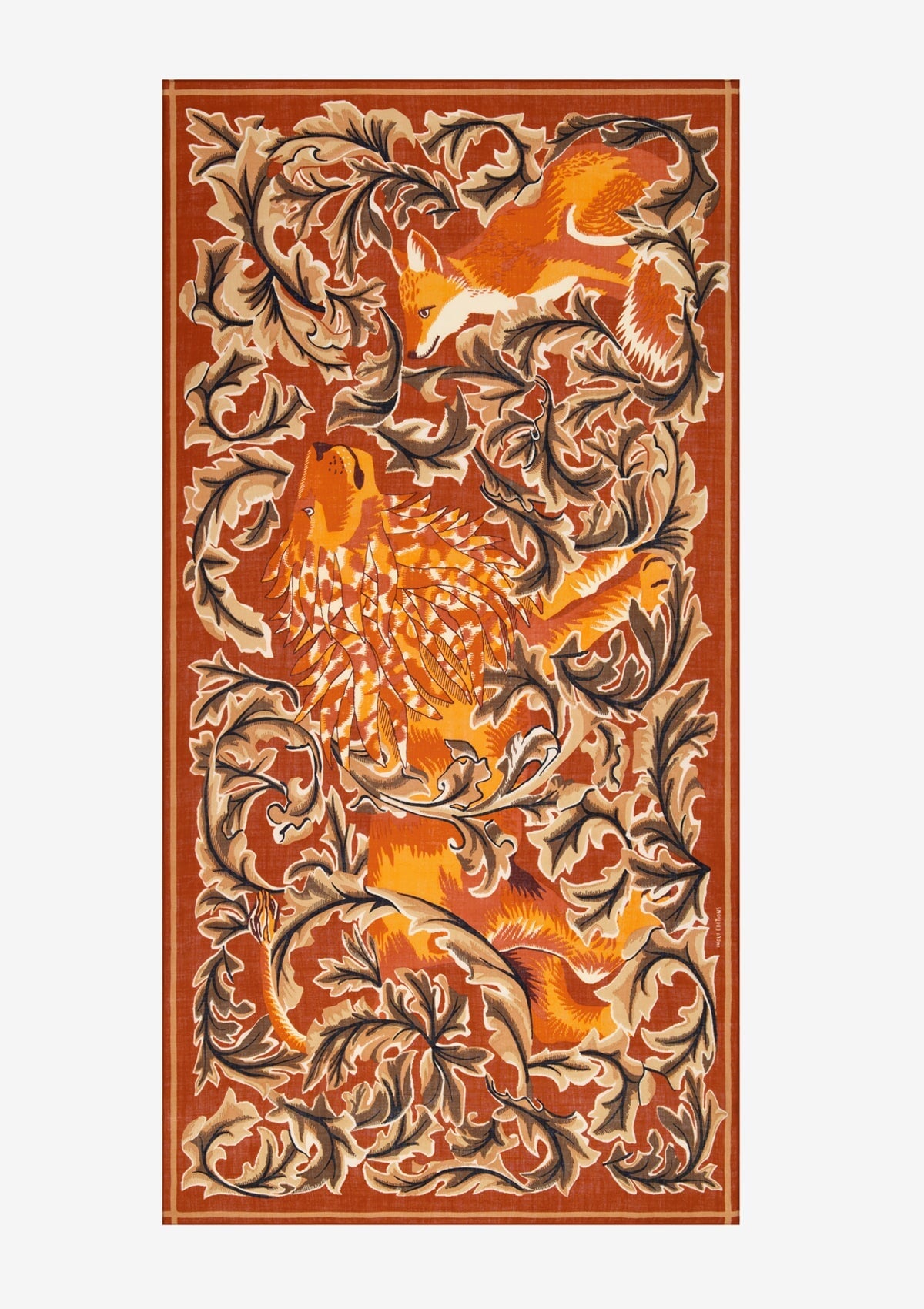 Schal aus Wolle mit einem Löwen & Fuchs in Orange - Leonard Damen Accessoires Tücher & Schals Inoui E. 