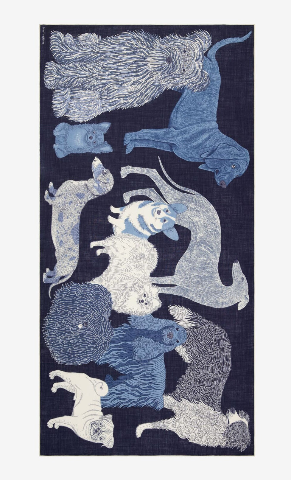 Schal aus Wolle mit Hundemotiv in Blau - Toutou Damen Accessoires Tücher & Schals Inoui E. 