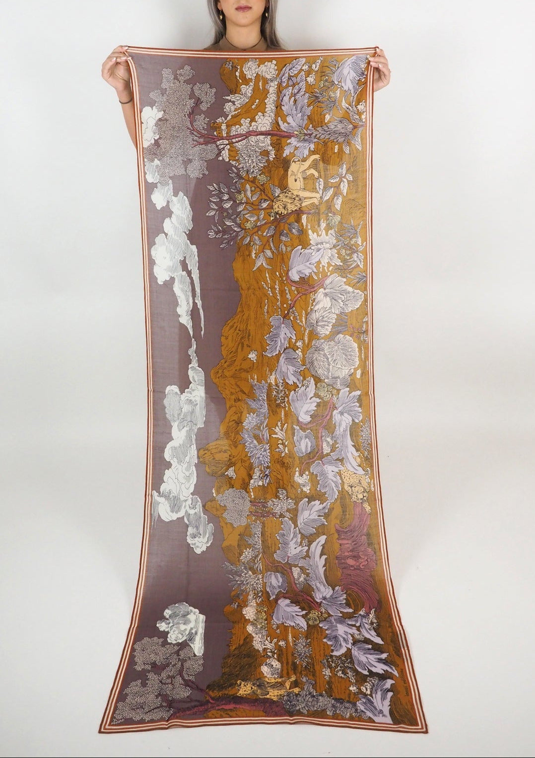 Schal aus Wolle mit Landschaftmotiv in Lila - Histoire Damen Accessoires Tücher & Schals Inoui E. 