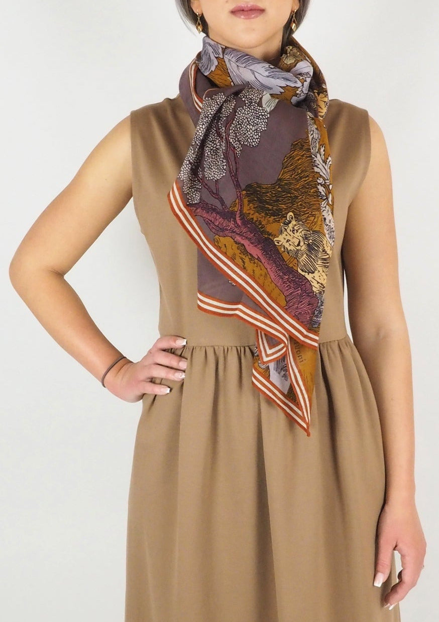 Schal aus Wolle mit Landschaftmotiv in Lila - Histoire Damen Accessoires Tücher & Schals Inoui E. 