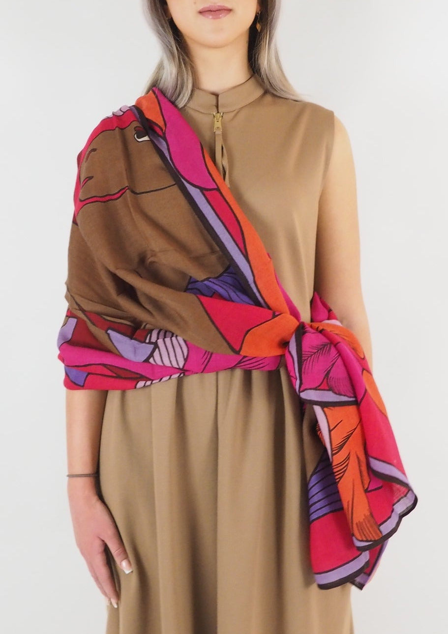 Schal aus Wolle mit Pferdemotiv in Rot - Cavale Damen Accessoires Tücher & Schals Inoui E. 