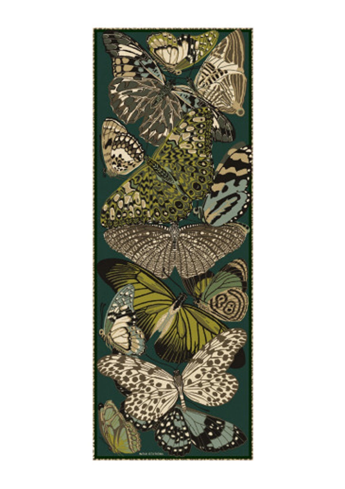 Schal aus Wolle mit Schmetterlingen in Grün - Papillions Damen Accessoires Tücher & Schals Inoui E. 