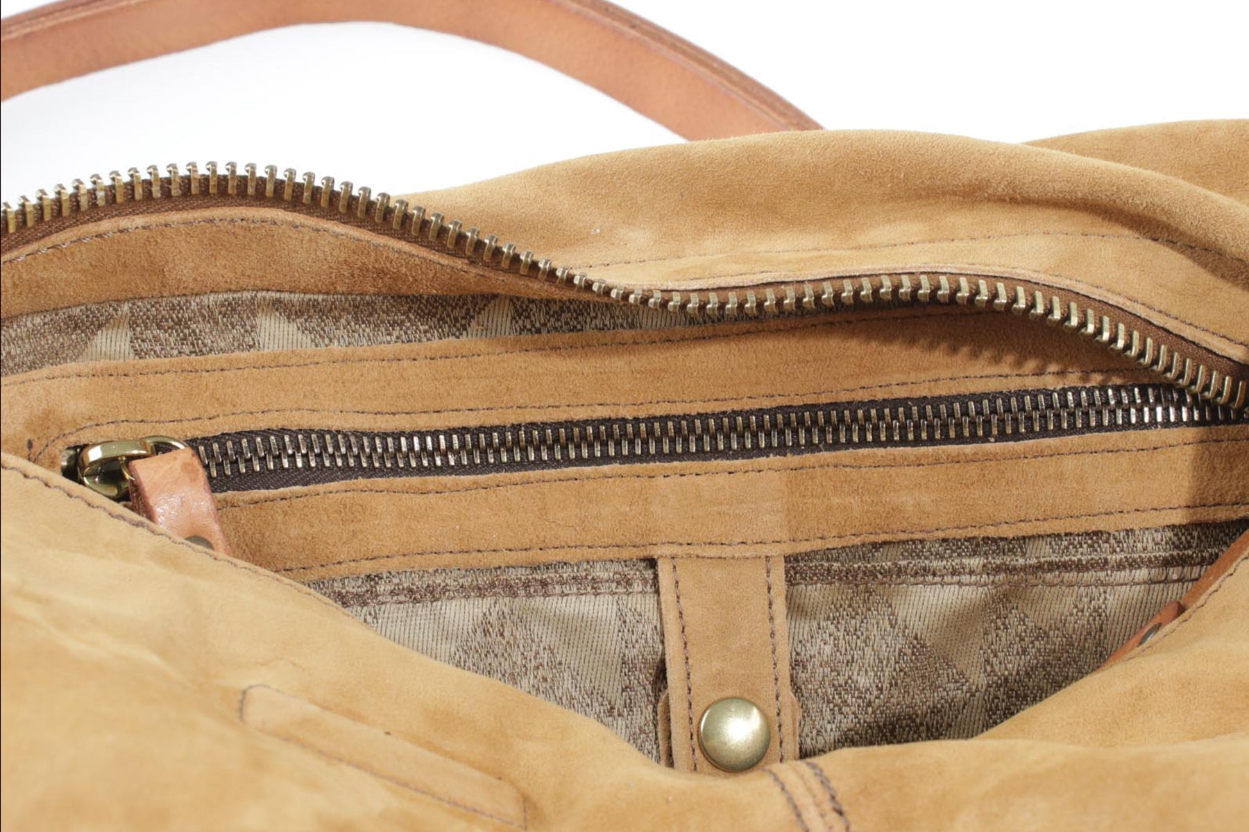 Schulter- & Crossbodytasche aus Nubukleder in Braun mit Vacchettaleder Taschen Crossbody & Schultertasche A.S. 98 