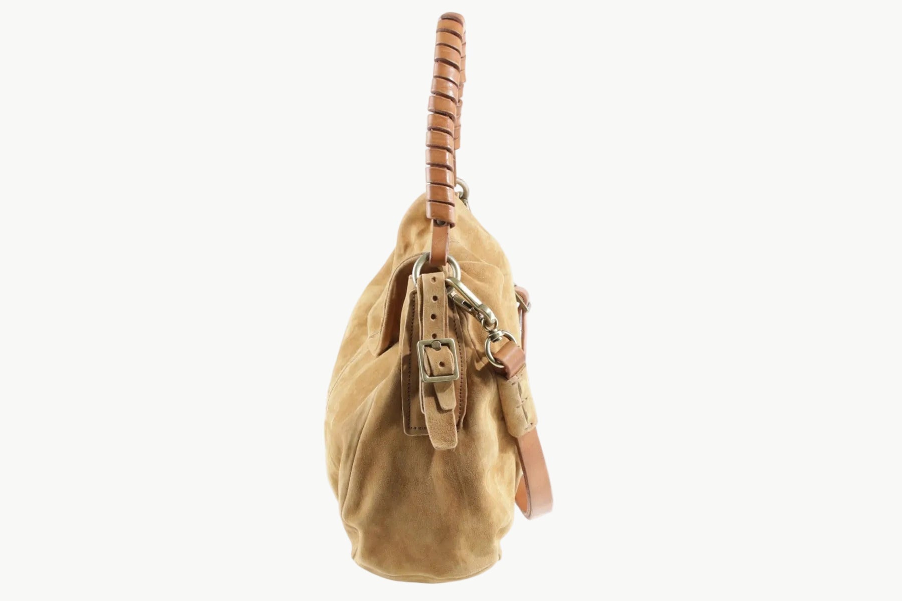 Schulter- & Crossbodytasche aus Nubukleder in Braun mit Vacchettaleder Taschen Crossbody & Schultertasche A.S. 98 