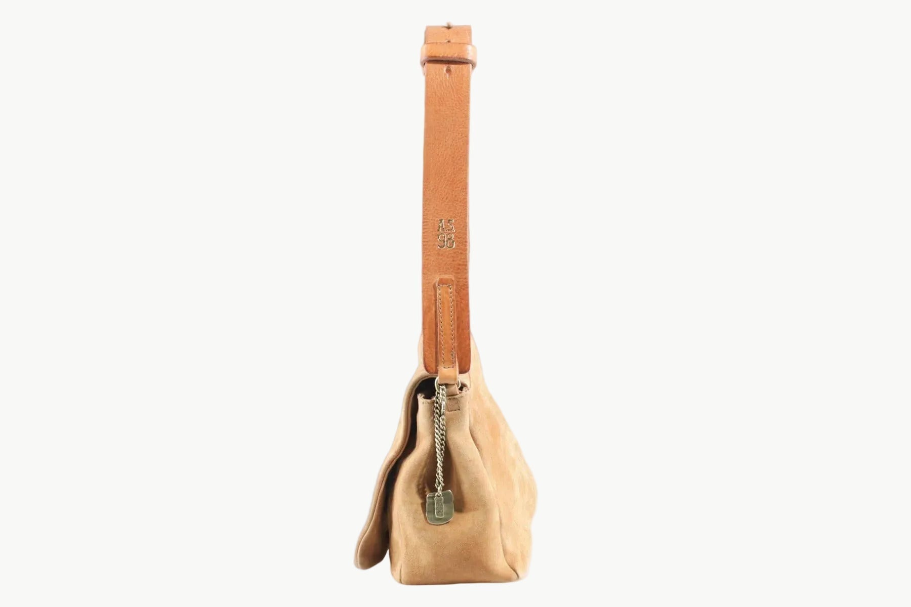 Schultertasche aus Nubukleder in Braun mit Schultterriemen in Vacchettaleder Taschen Crossbody & Schultertasche A.S. 98 
