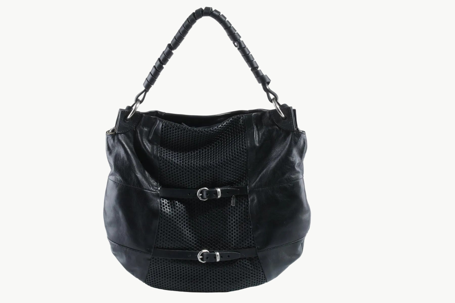 Schultertasche & Crossbody aus perforiertem Leder in Schwarz Taschen Crossbody & Schultertasche A.S. 98 
