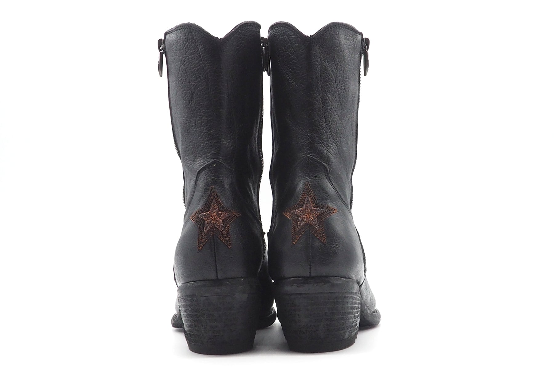 Schwarze Damen Stiefeletten im Westernstil mit Stickelementen in Bronce Damen Stiefeletten Fauzian Jeunesse 