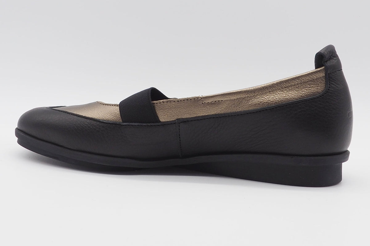Softer Damen Ballerina aus Leder in Schwarz & Bronce - Dinova Damen Ballerinas Arche 