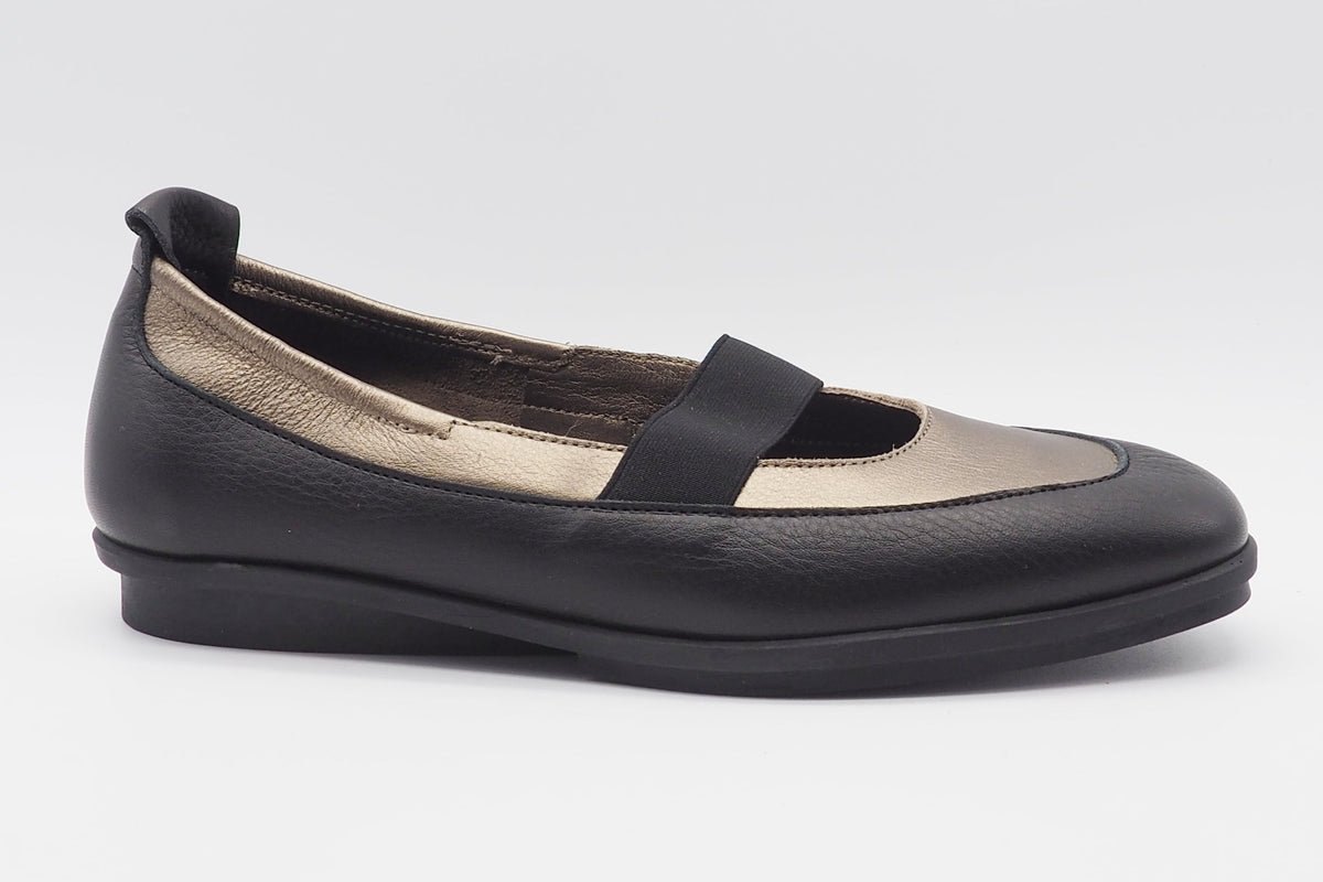 Softer Damen Ballerina aus Leder in Schwarz & Bronce - Dinova Damen Ballerinas Arche 
