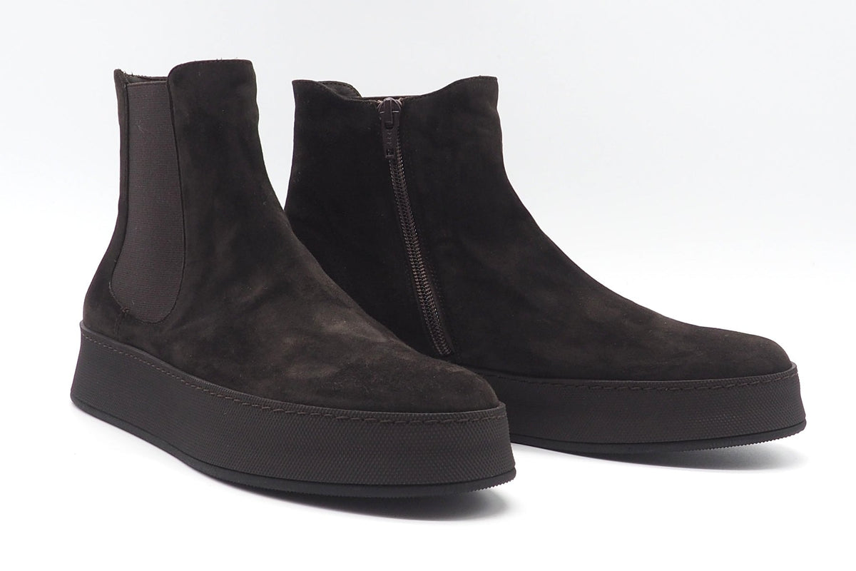 Softer Damen Chelseaboot aus Velours in Braun mit Schalensohle - 2cm Damen Stiefeletten Truman´s 