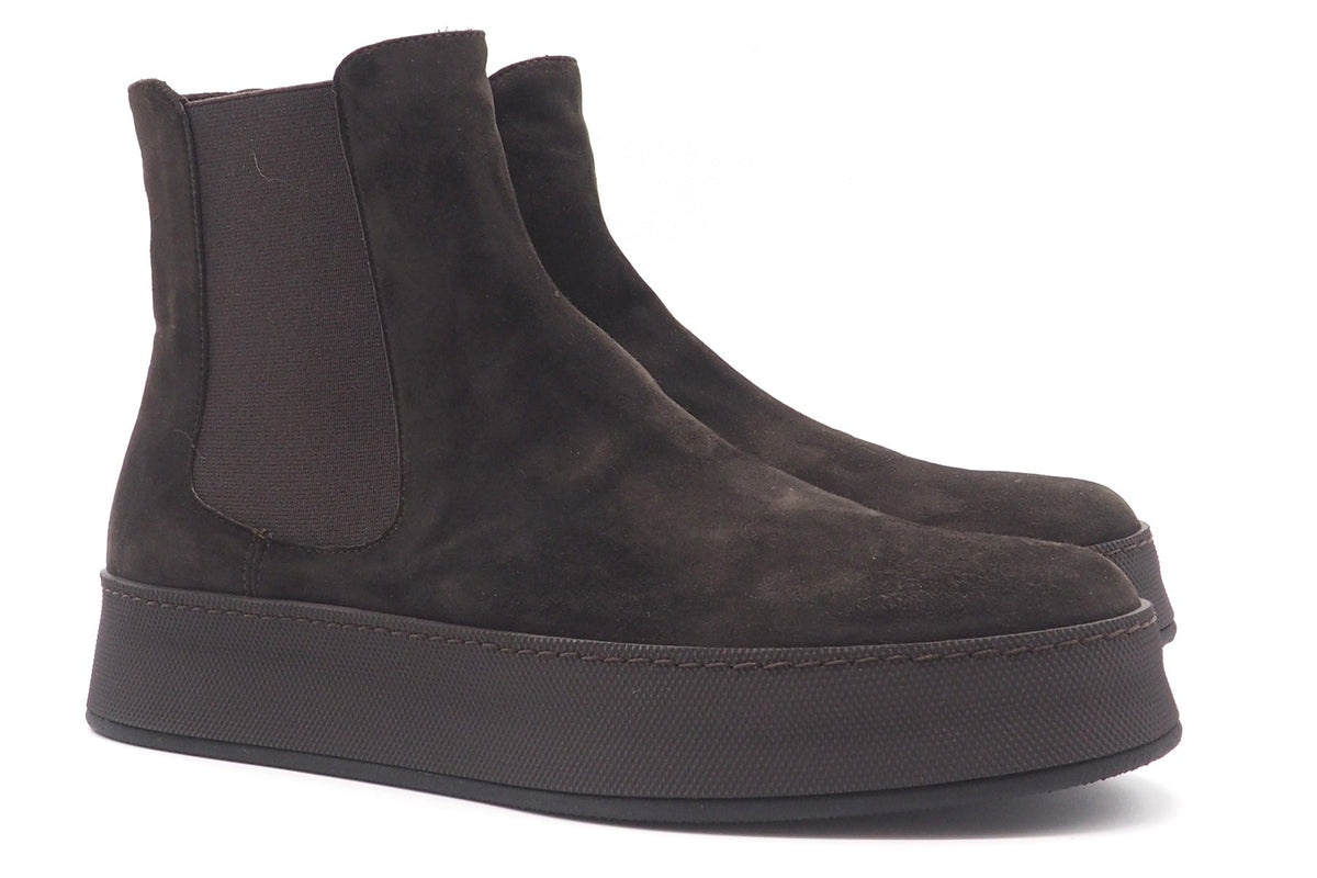 Softer Damen Chelseaboot aus Velours in Braun mit Schalensohle - 2cm Damen Stiefeletten Truman´s 
