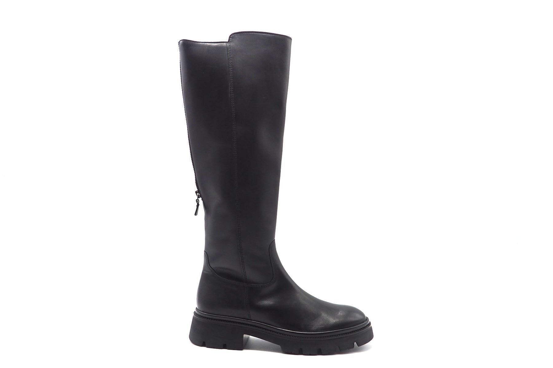 Sportlicher Damenstiefel in Leder Schwarz mit Profilsohle Damen Stiefel Gabor 