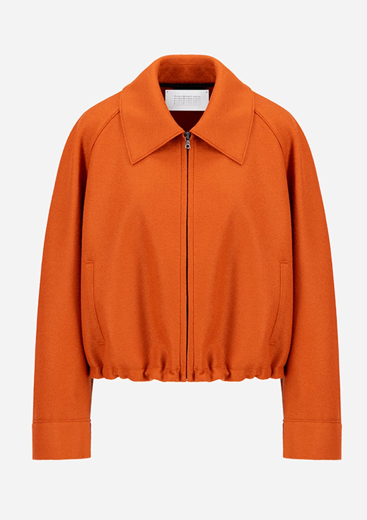 Stilvolle Damen-Blousonjacke aus leichter gepresster Wolle in Rost mit Kordelzug Damen Mantel Harris Wharf London 