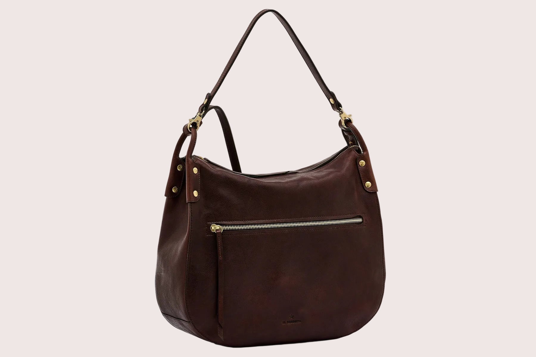 Stilvolle Schulter- und Crossbodytasche aus Naturleder in Dunkelbraun - Essenza Taschen Crossbody & Schultertasche Il Bisonte 
