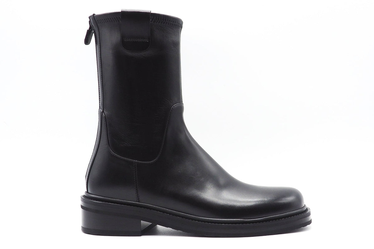 Stylischer Damen Kurzstiefel aus Lederstretch in Schwarz - Karreeform Damen Stiefeletten Truman´s 