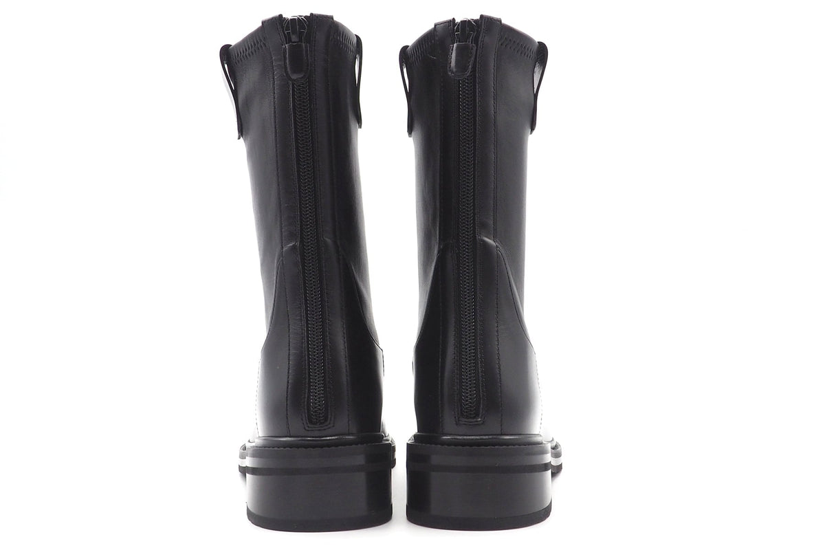 Stylischer Damen Kurzstiefel aus Lederstretch in Schwarz - Karreeform Damen Stiefeletten Truman´s 
