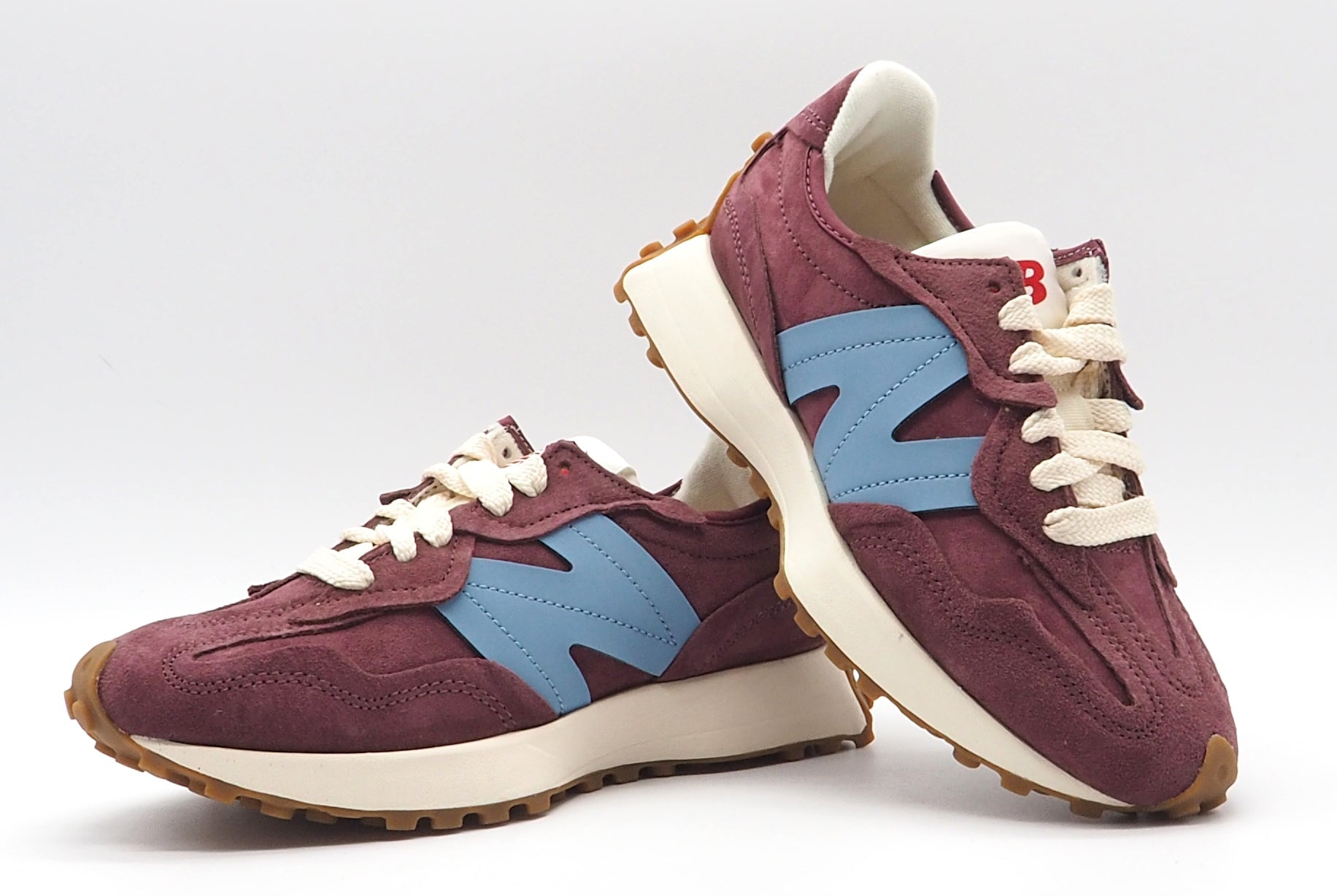 Stylischer Damen Sneaker 327 Nubukleder in Bordeaux Damen Sneaker New Balance 