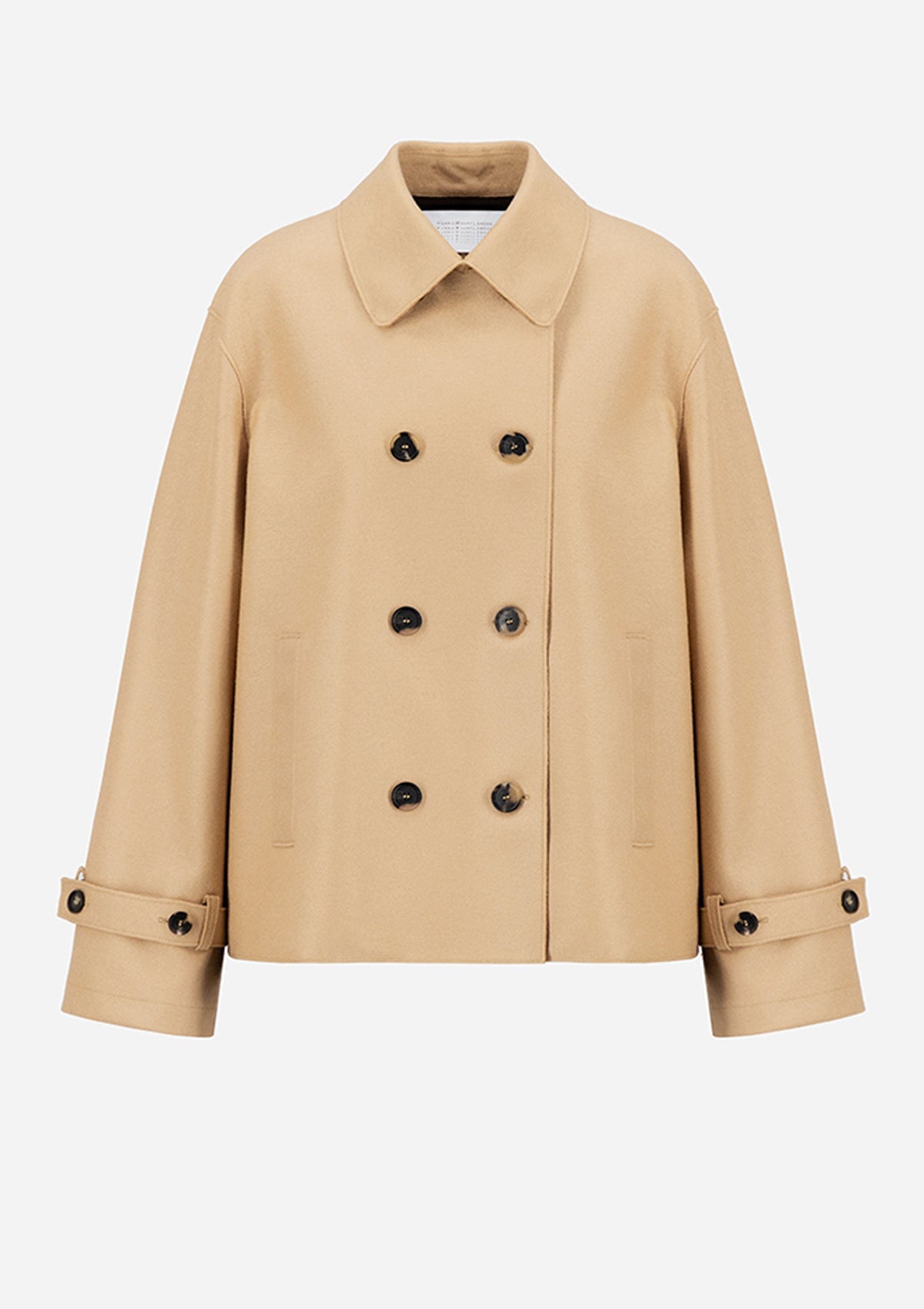 TO DO TEXT- check Kurzer Damen Trenchcoat aus gepresster Wolle in warmem Karamell Damen Jacke Harris Wharf London 