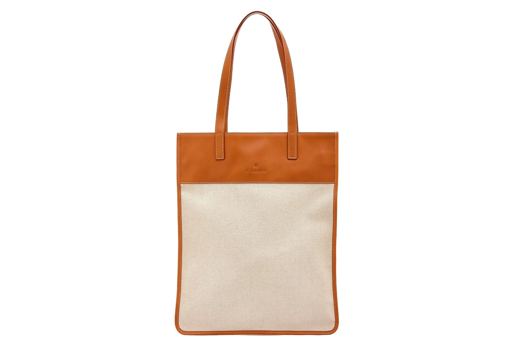 Tote-Bag aus Canvas & Leder in Natural & Caramel Taschen Tote-Bag Il Bisonte 