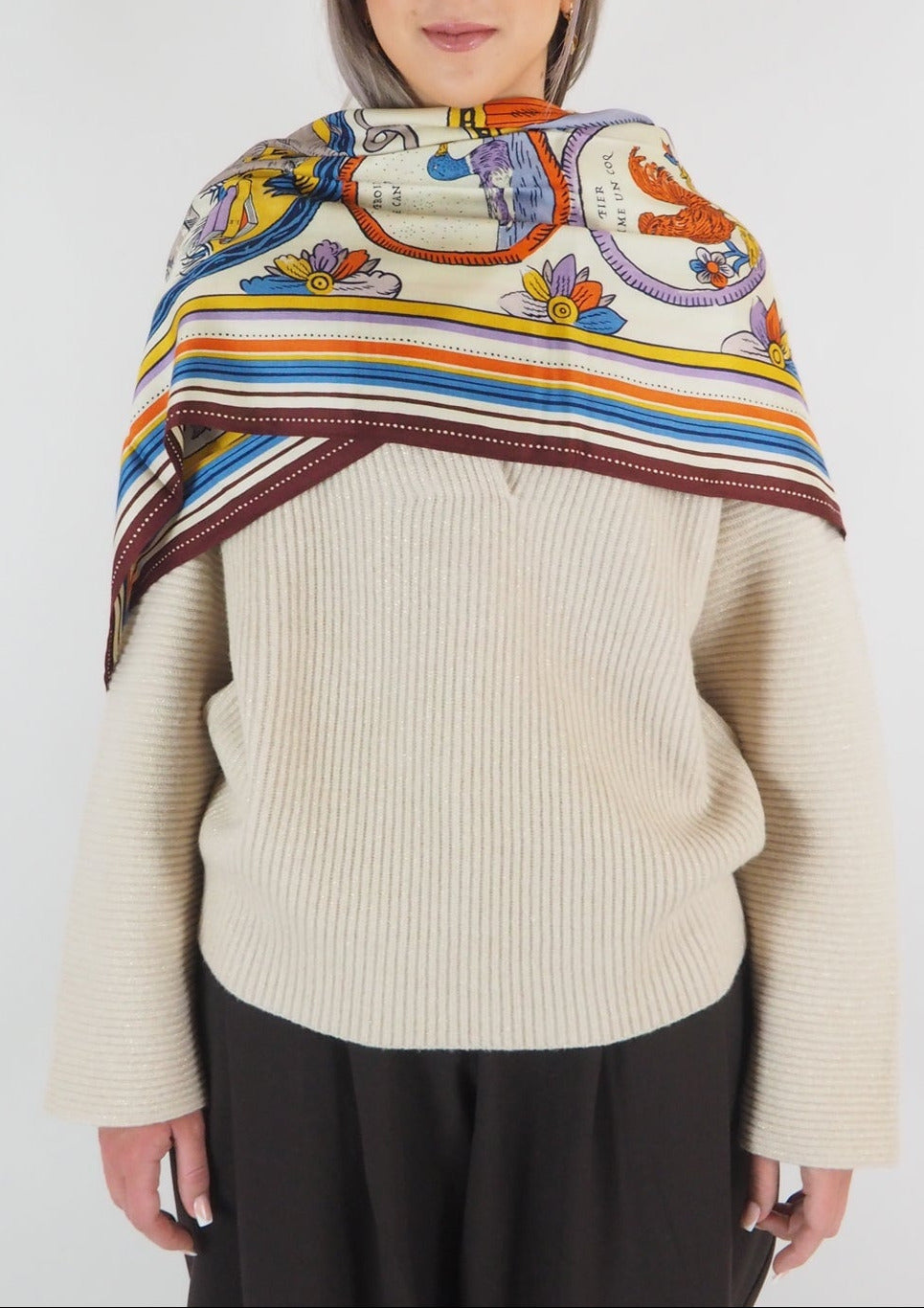 Tuch aus Seide & Modal mit Tieren in Multicolor - Chance Inoui Damen Accessoires Tücher & Schals Inoui E. 