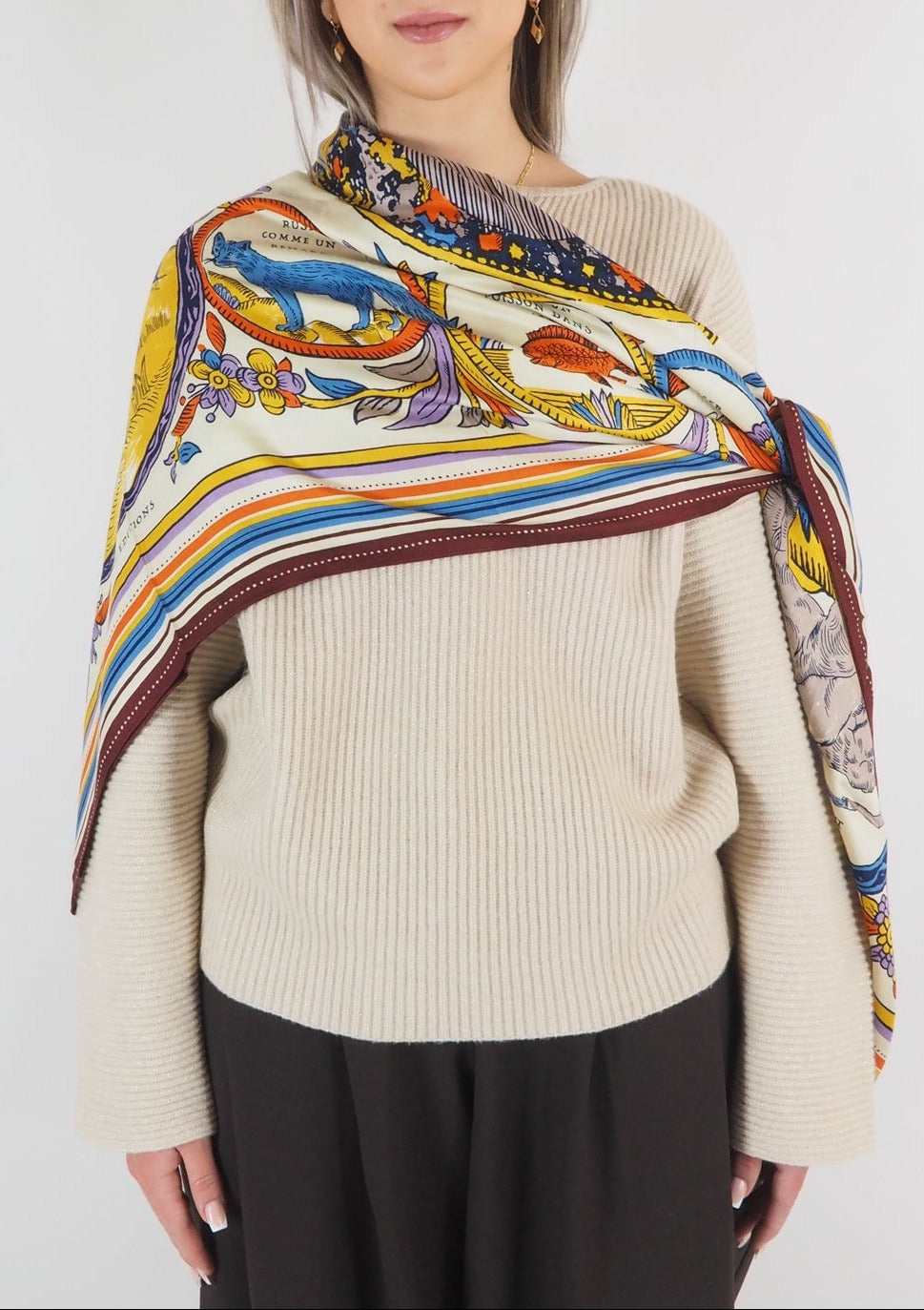 Tuch aus Seide & Modal mit Tieren in Multicolor - Chance Inoui Damen Accessoires Tücher & Schals Inoui E. 