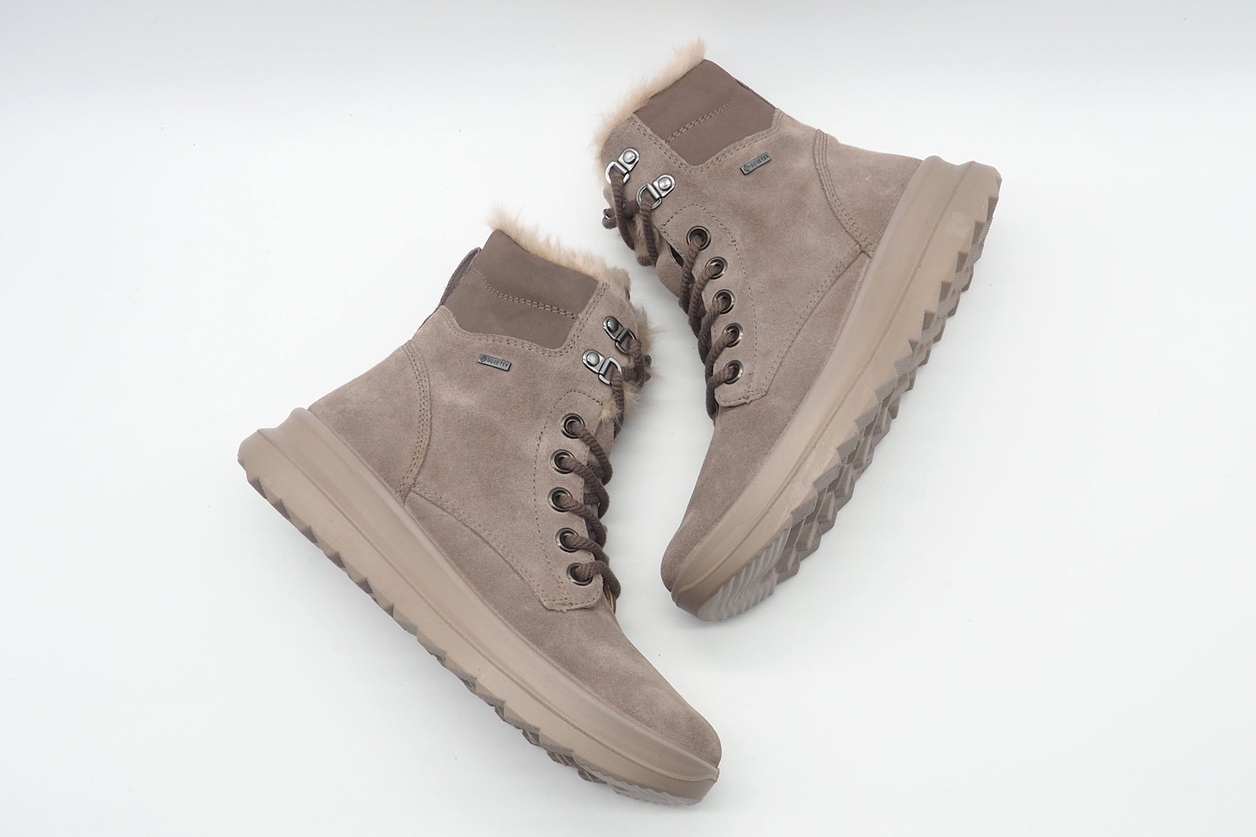 Wasserdichter Damen Schnürboot aus Velours in Tope mit Flauschfutter - Gore tex Damen Schnürboots Legero 