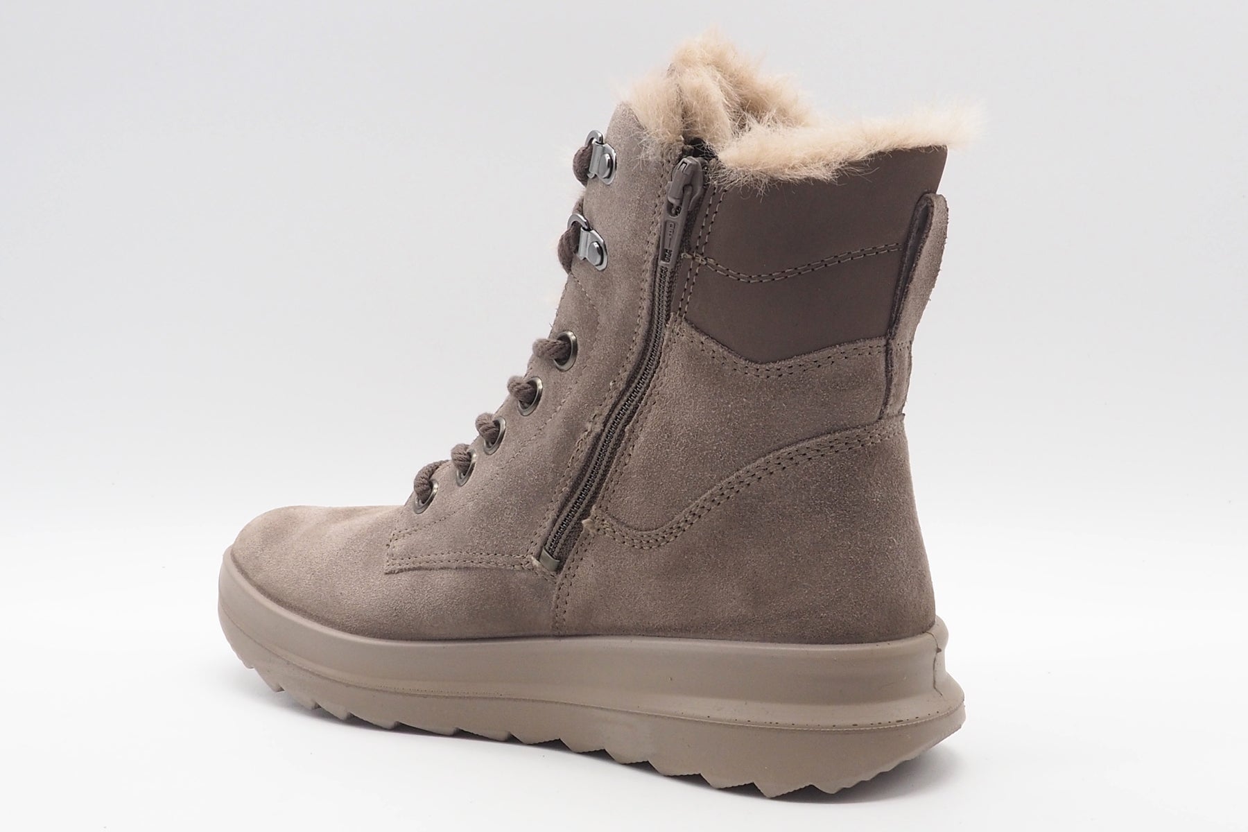 Wasserdichter Damen Schnürboot aus Velours in Tope mit Flauschfutter - Gore tex Damen Schnürboots Legero 