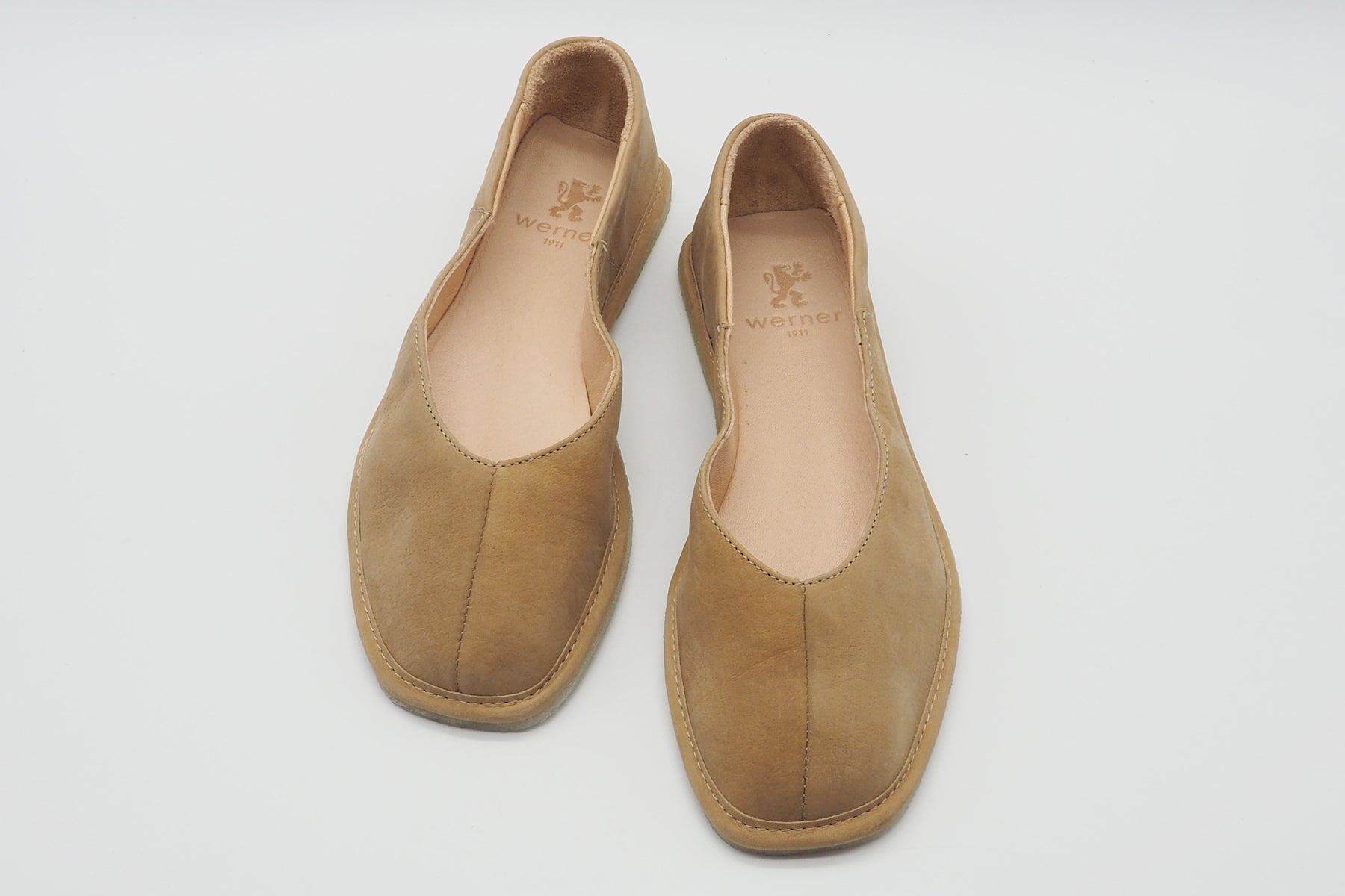 Weicher Bio-Damen Ballerina aus Nubukleder in Karamell mit softer Gummisohle Damen Ballerinas Werner 