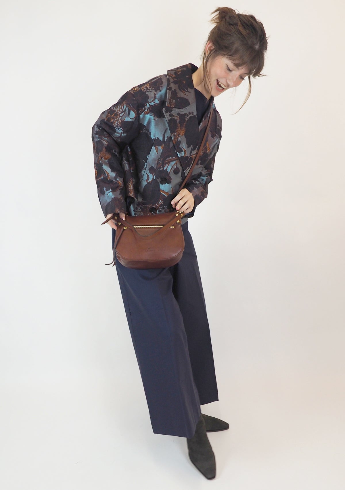 Weite Damenhose im Culotte-Stil aus 100% Baumwolle in Dunkelblau Damen Hose Psophia 