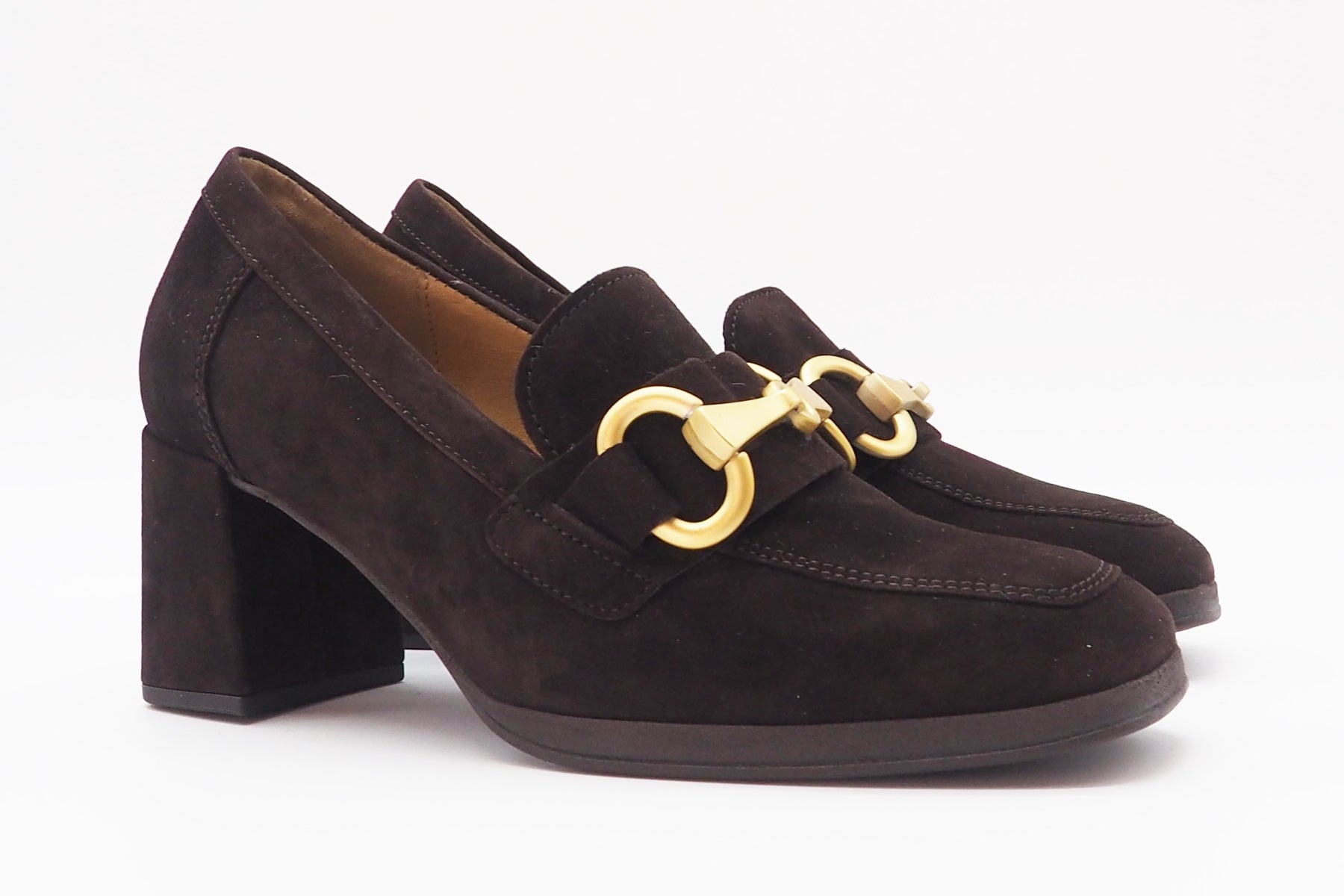 Damen Absatz-Loafer aus Veloursleder in Braun - Absatz 7cm Damen Loafers & Schnürer Gabor 