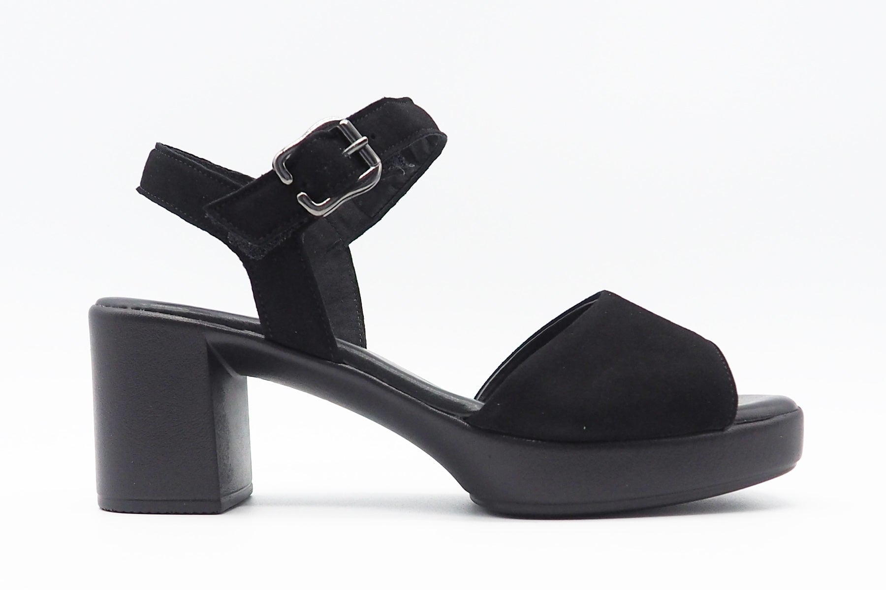 Damen Absatz-Sandale aus Veloursleder in Schwarz - Absatz 7cm Damen Sandalen Gabor 