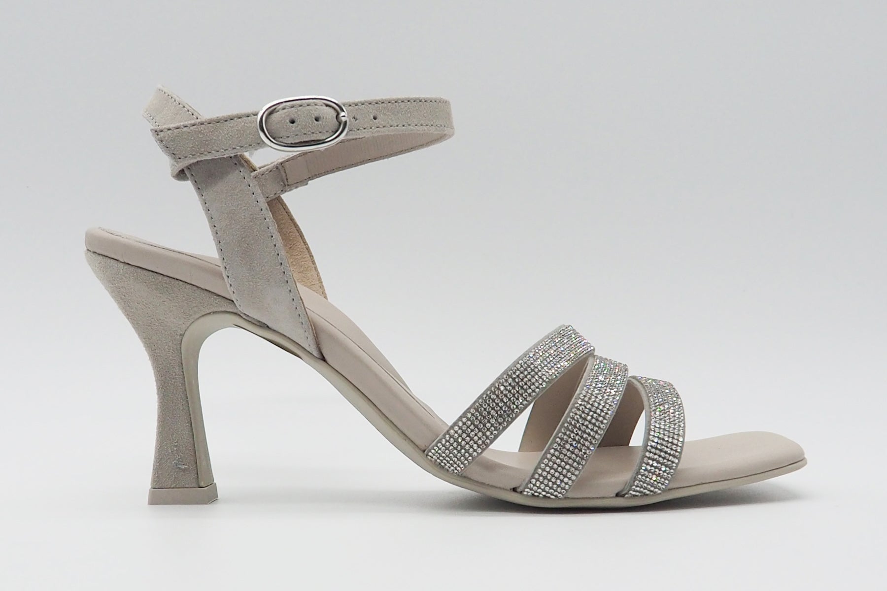 Damen Absatz-Sandale aus Veloursleder in Stone - Absatz 9cm Damen Sandalen Paul Green 