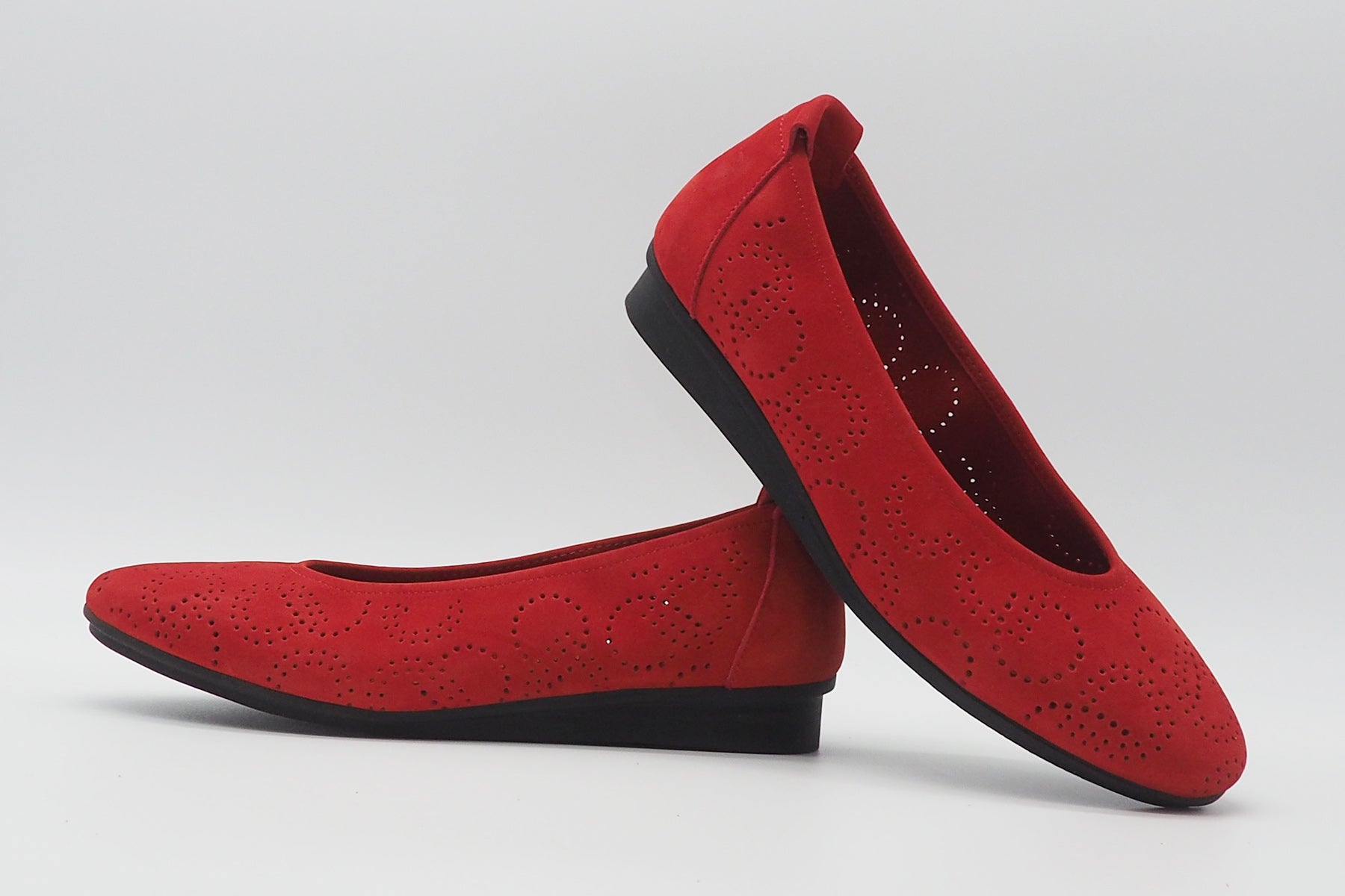 Damen Ballerina aus Nubukleder in Rot Damen Ballerinas Arche