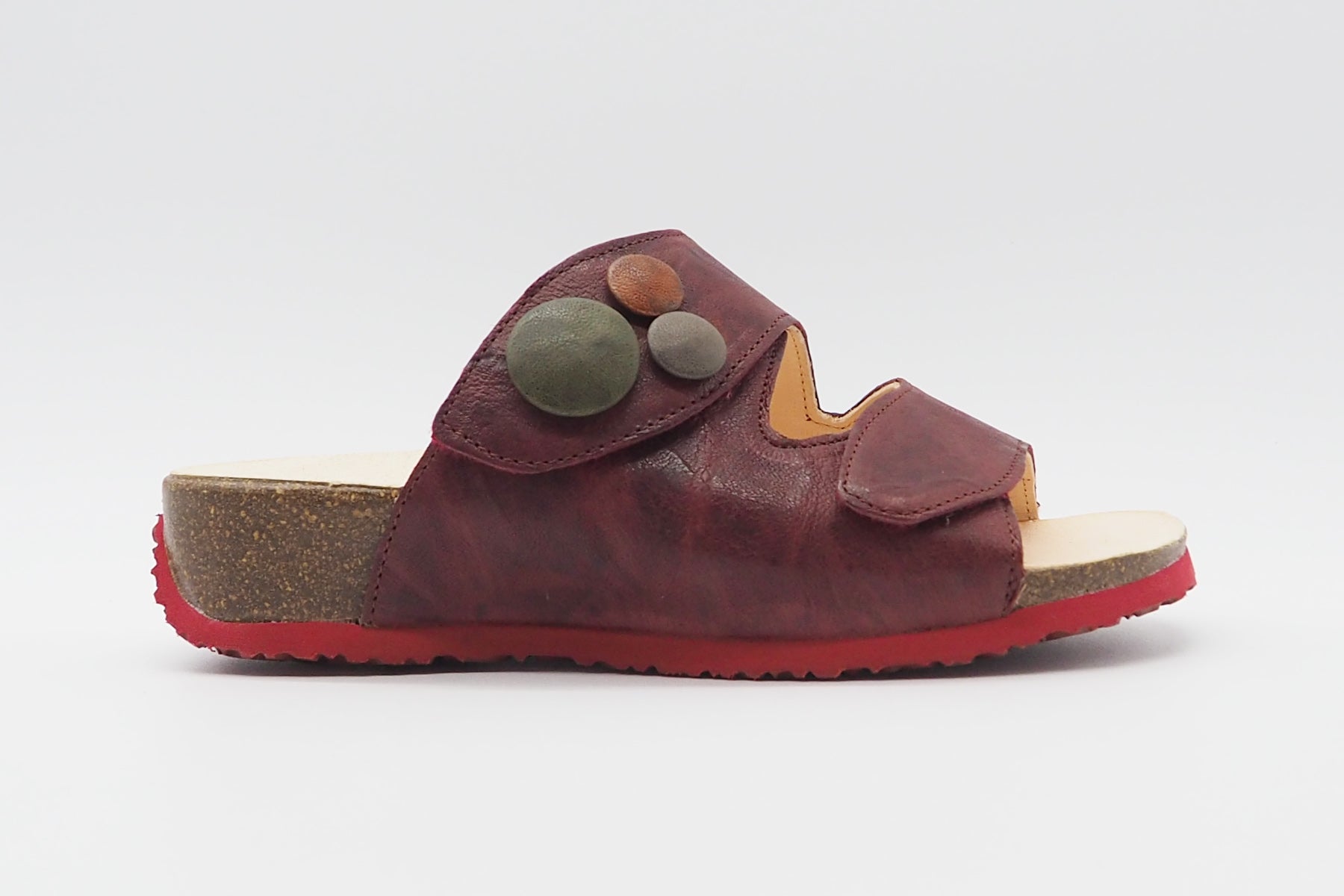 Damen Bio-Pantoffel "Mizzi" aus Leder in Rot mit Kletter Damen Naturfußbett Think 