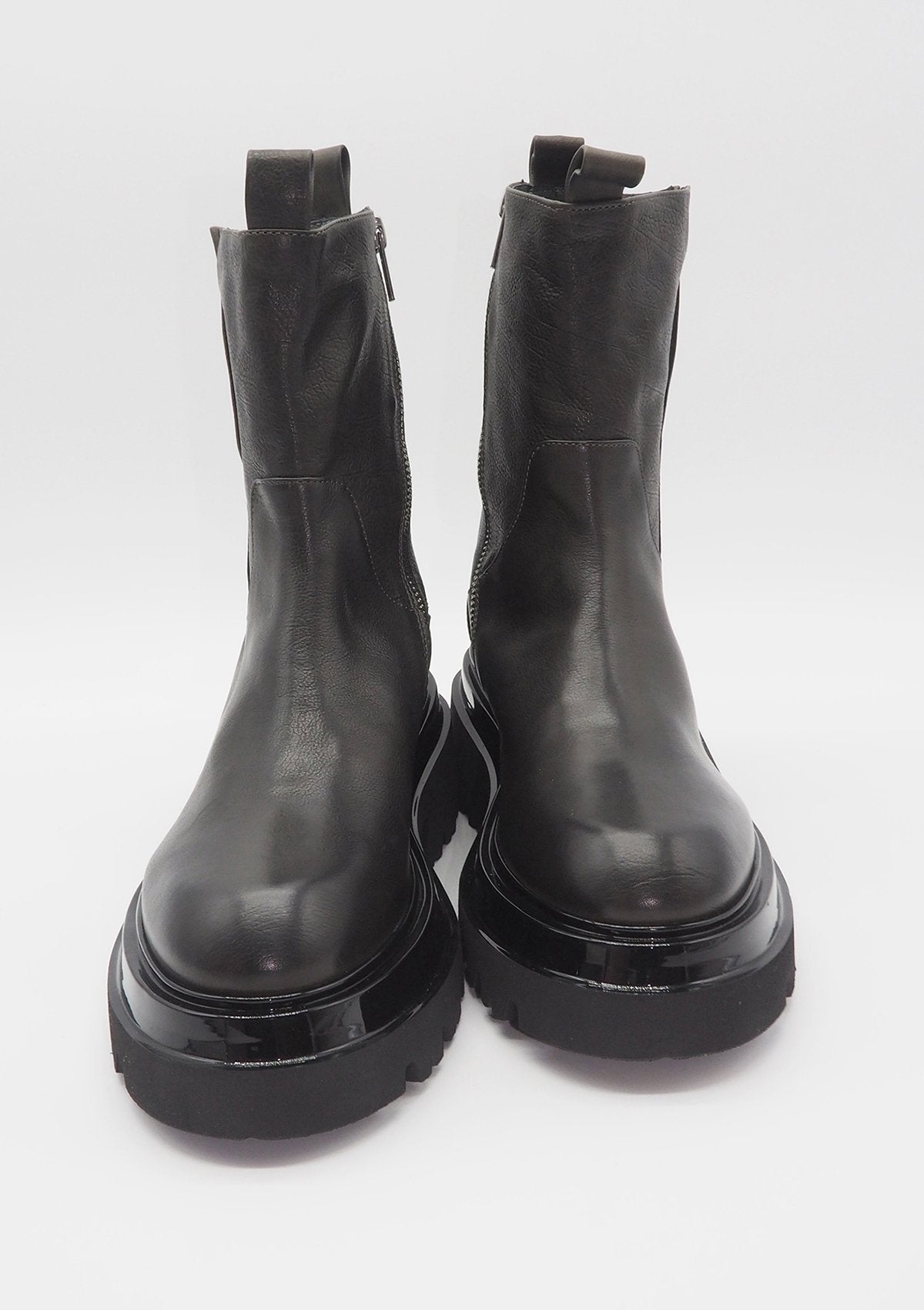 Damen Combatboots mit voluminöser Sohle in Dunkelgrün Damen Boots Fruit