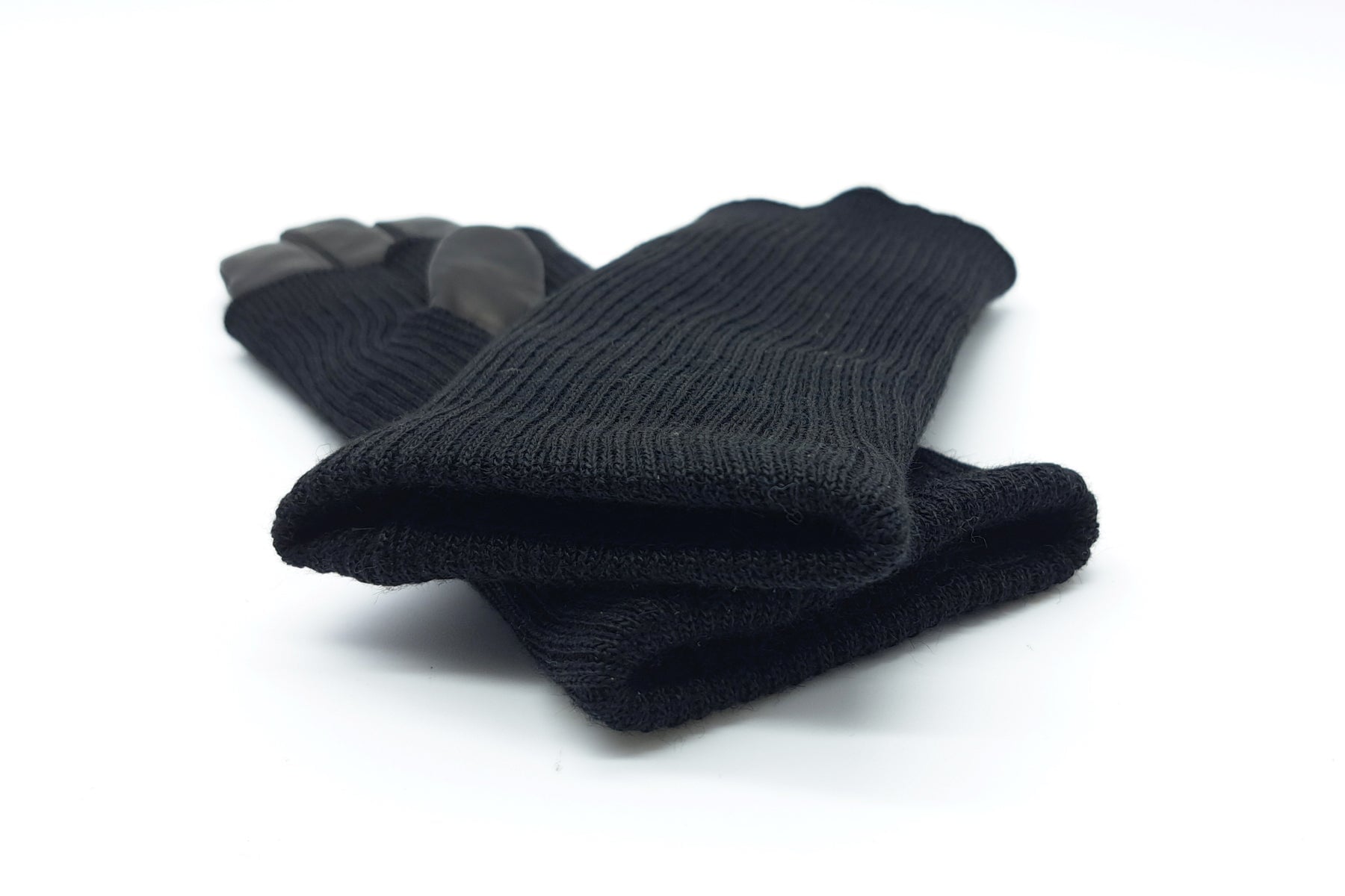Damen Handschuhe aus Leder in Schwarz - Innenfutter Kaschmir - Langschaft Strick Damen Handschuhe Caridei 