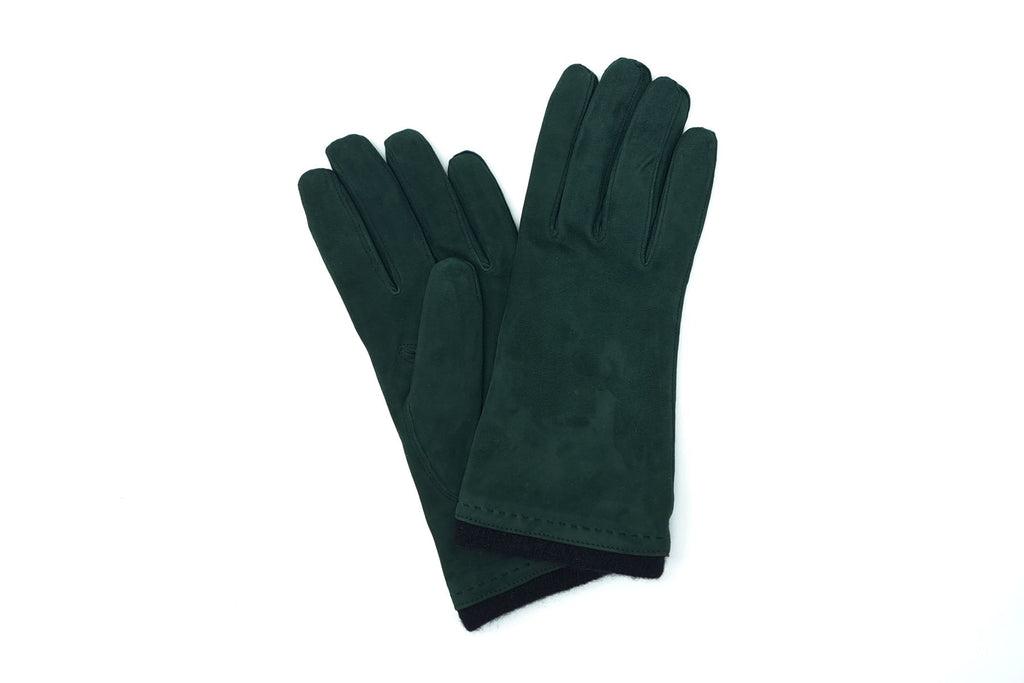 veloursleder handschuhe herren C. Gloves | Damen Handschuhe aus Veloursleder in Dunkelgrün
