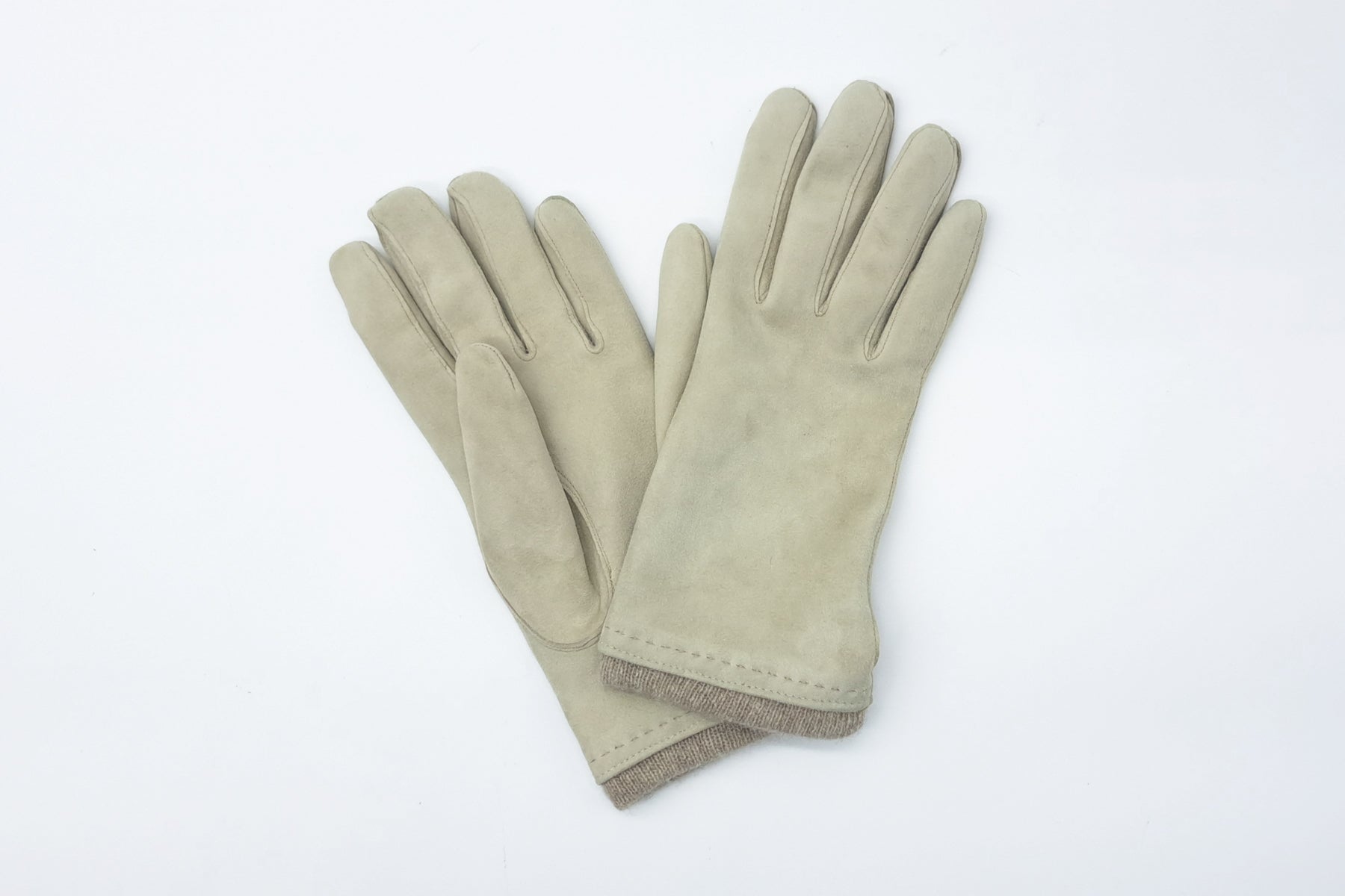 Damen Handschuhe aus Veloursleder in Sand - Innenfutter Kaschmir Damen Handschuhe Caridei 