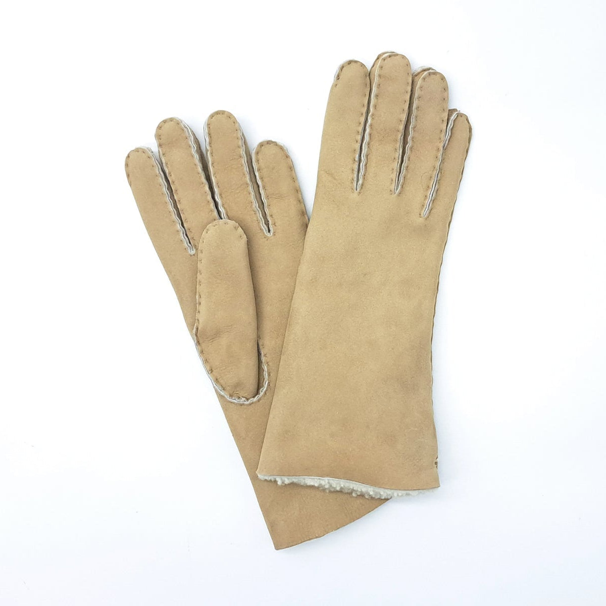 C. Gloves | Damen Handschuhe aus Veloursleder in Sand