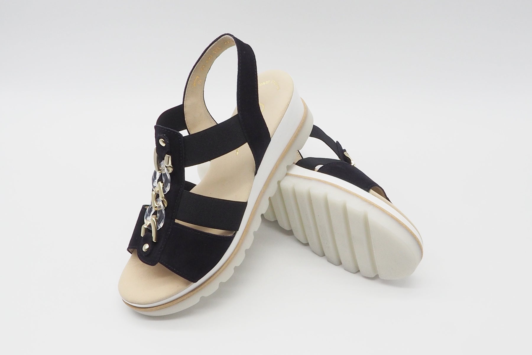 Damen Keilsandale aus Veloursleder in Dunkelblau Damen Sandalen Gabor